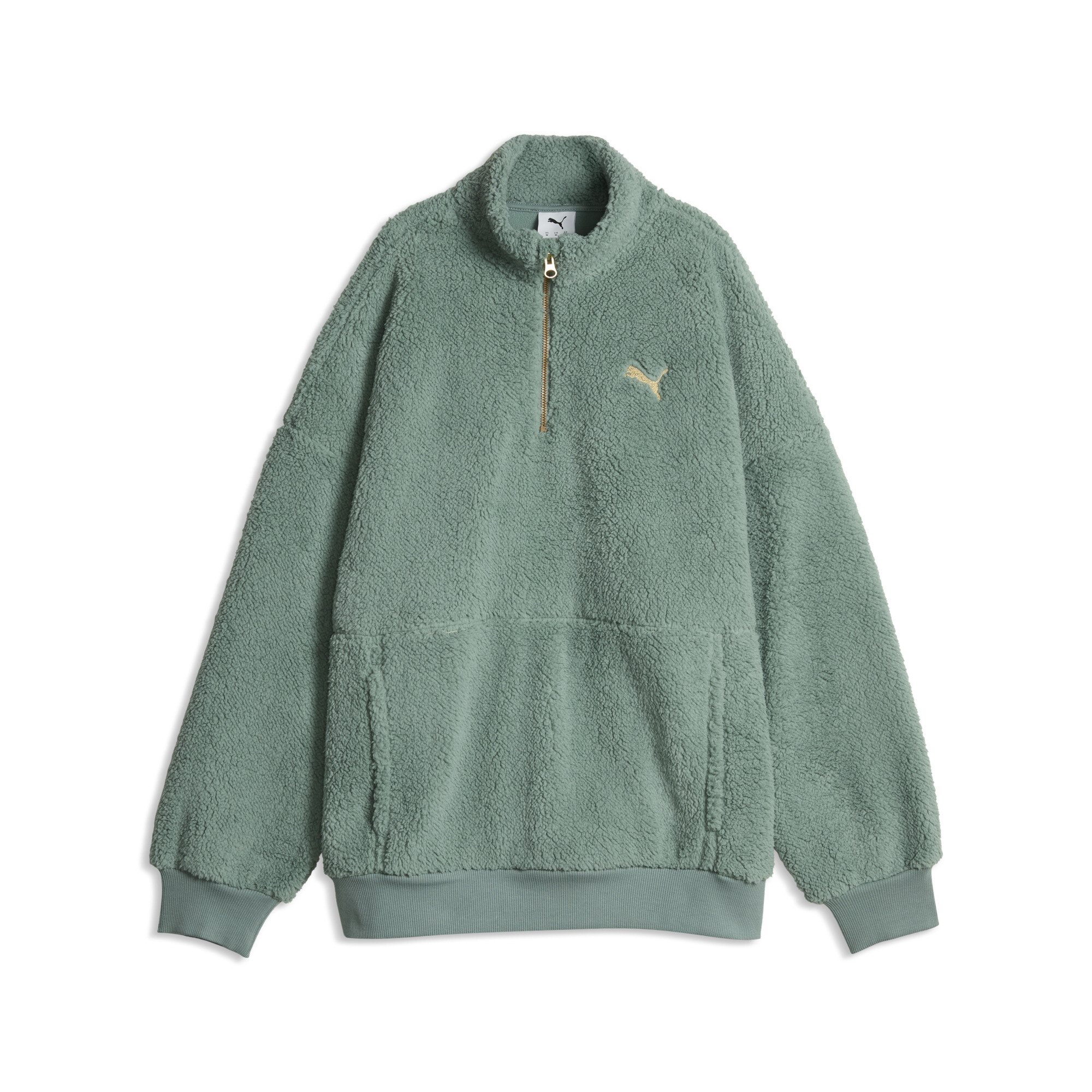 PUMA Sherpa Half Zip Oversized Crew Sweatshirt Women, Clothing, Green Moon, M
