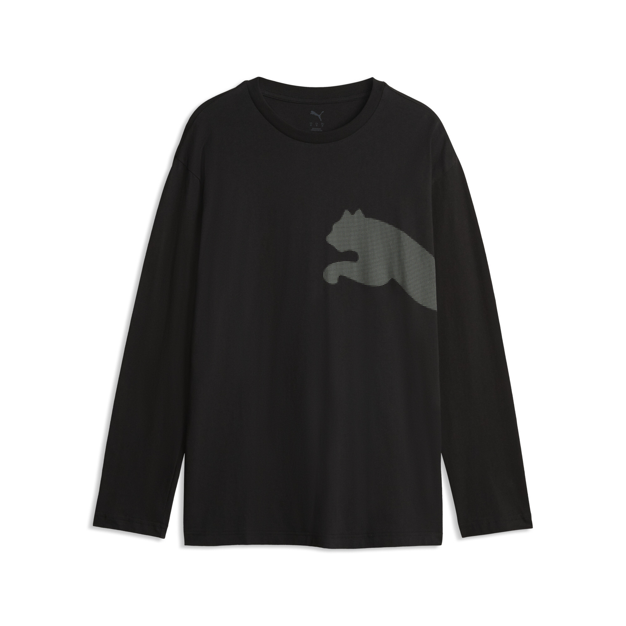 PUMA Męska luźna koszulka Essentials Big Cat Logo z długim rękawem, Odzież, Czarny, XXL
