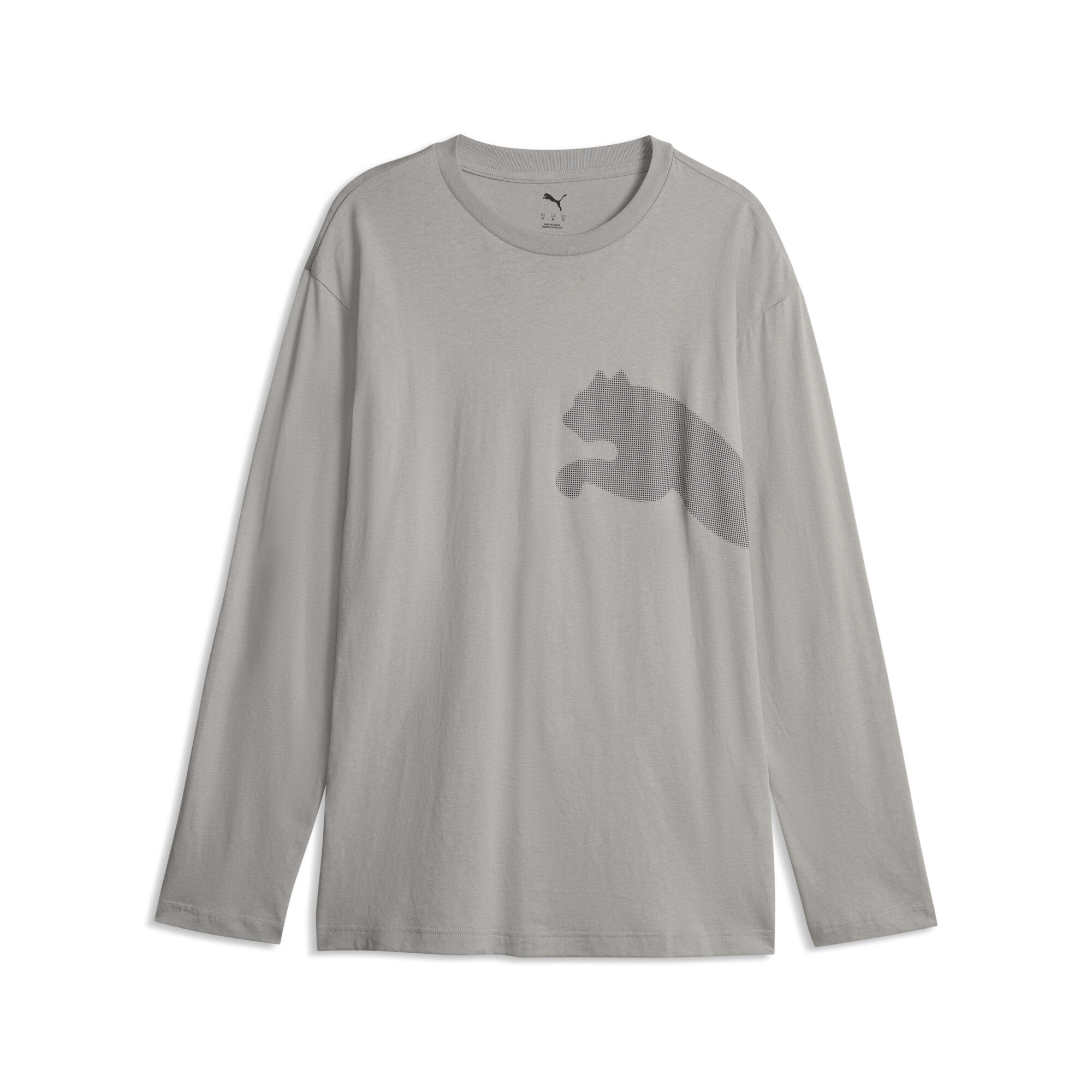 PUMA Męska luźna koszulka Essentials Big Cat Logo z długim rękawem, Odzież, Szary, XXL