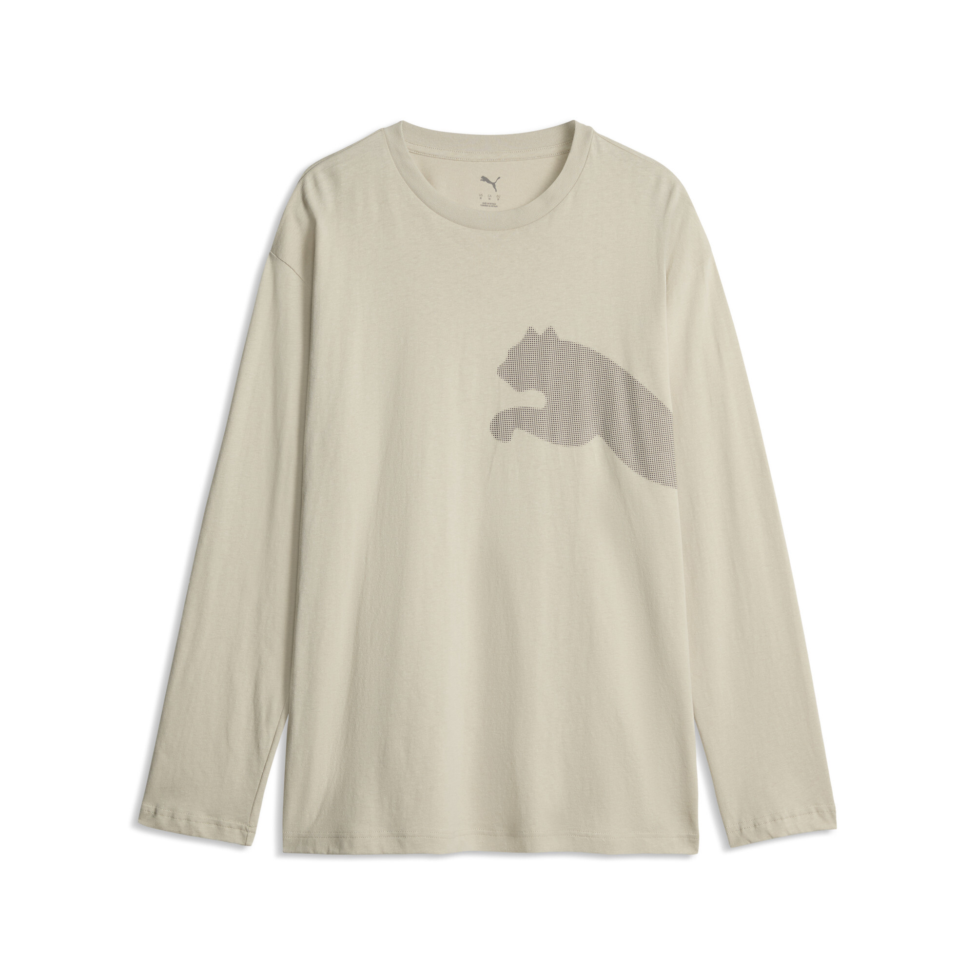 PUMA Męska luźna koszulka Essentials Big Cat Logo z długim rękawem, Odzież, Beżowy, XXL