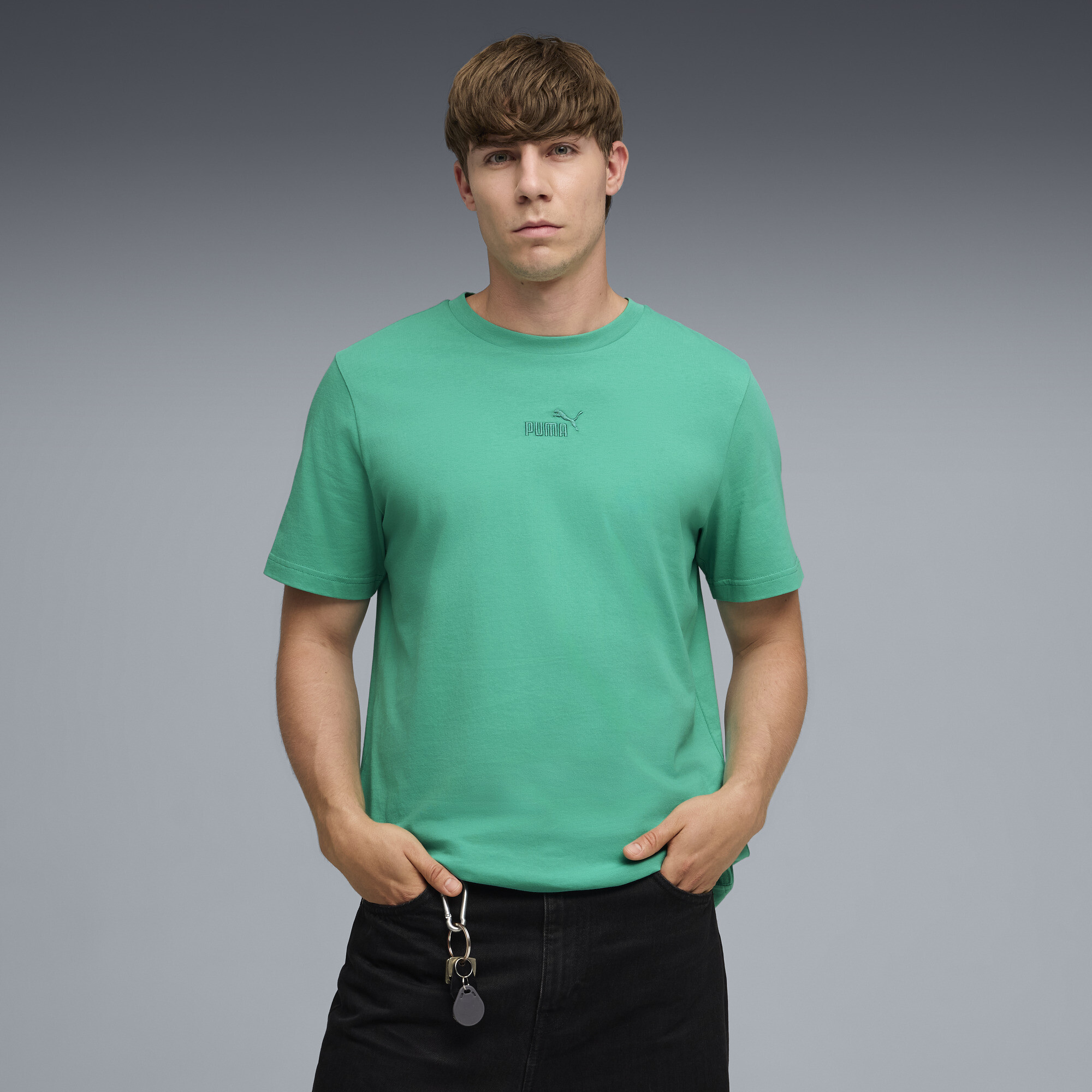 PUMA Essentials Men's Logo T-Shirt in Green, Size XL