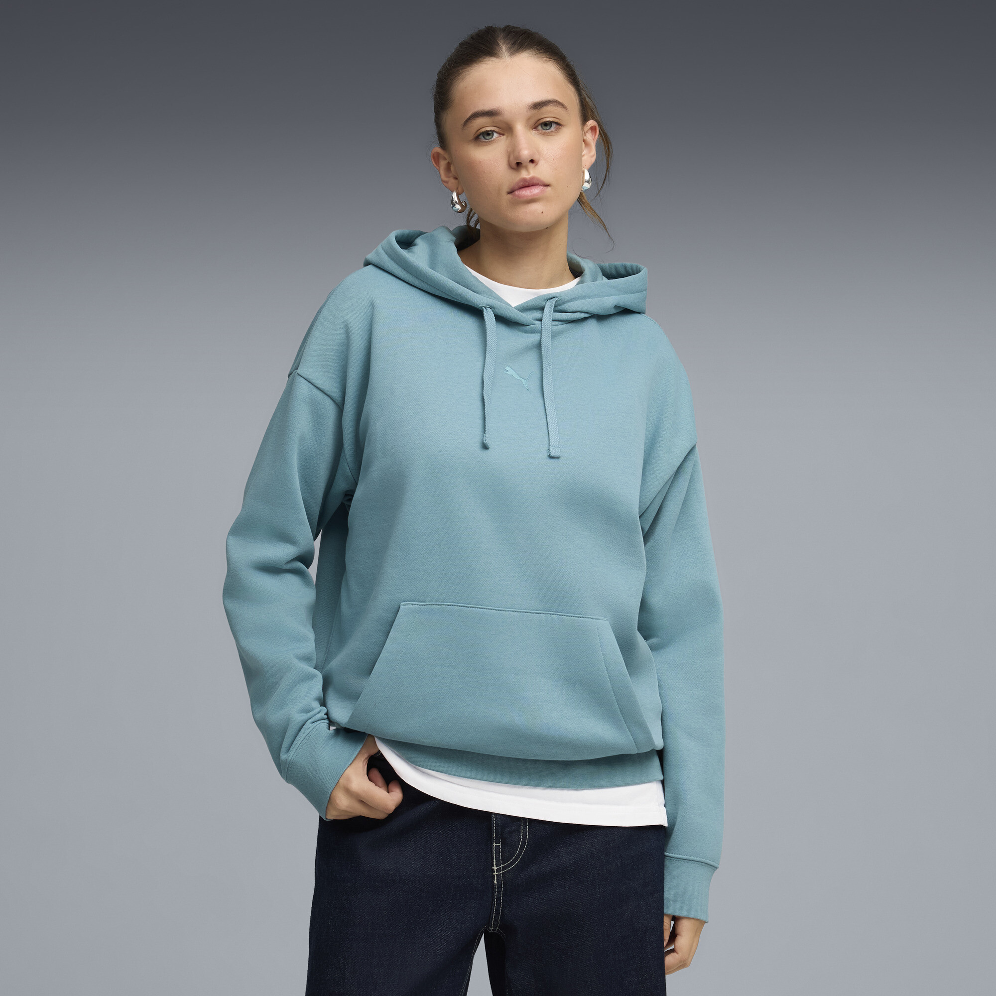 PUMA Essentials Women's Fleece Relaxed Hoodie in Blue, Size S