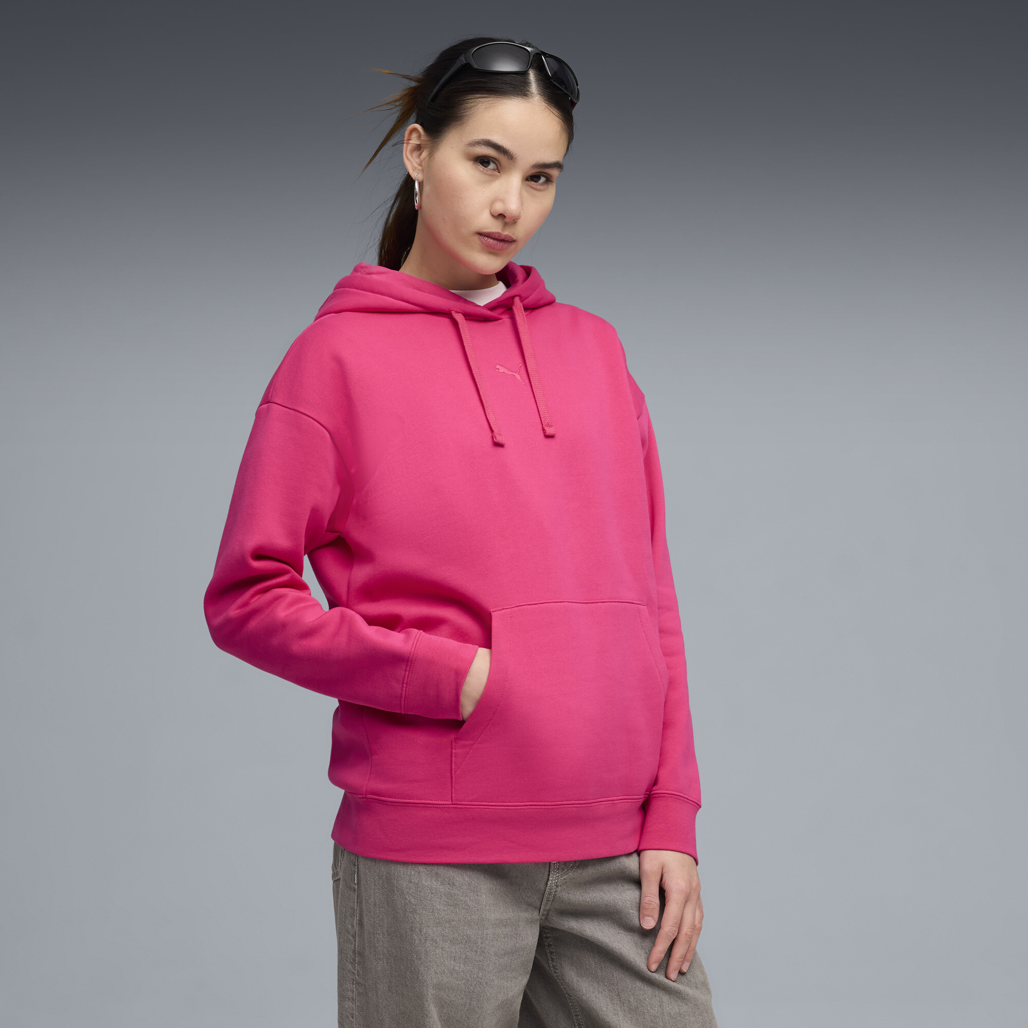 PUMA Essentials Women's Fleece Relaxed Hoodie in Pink, Size L