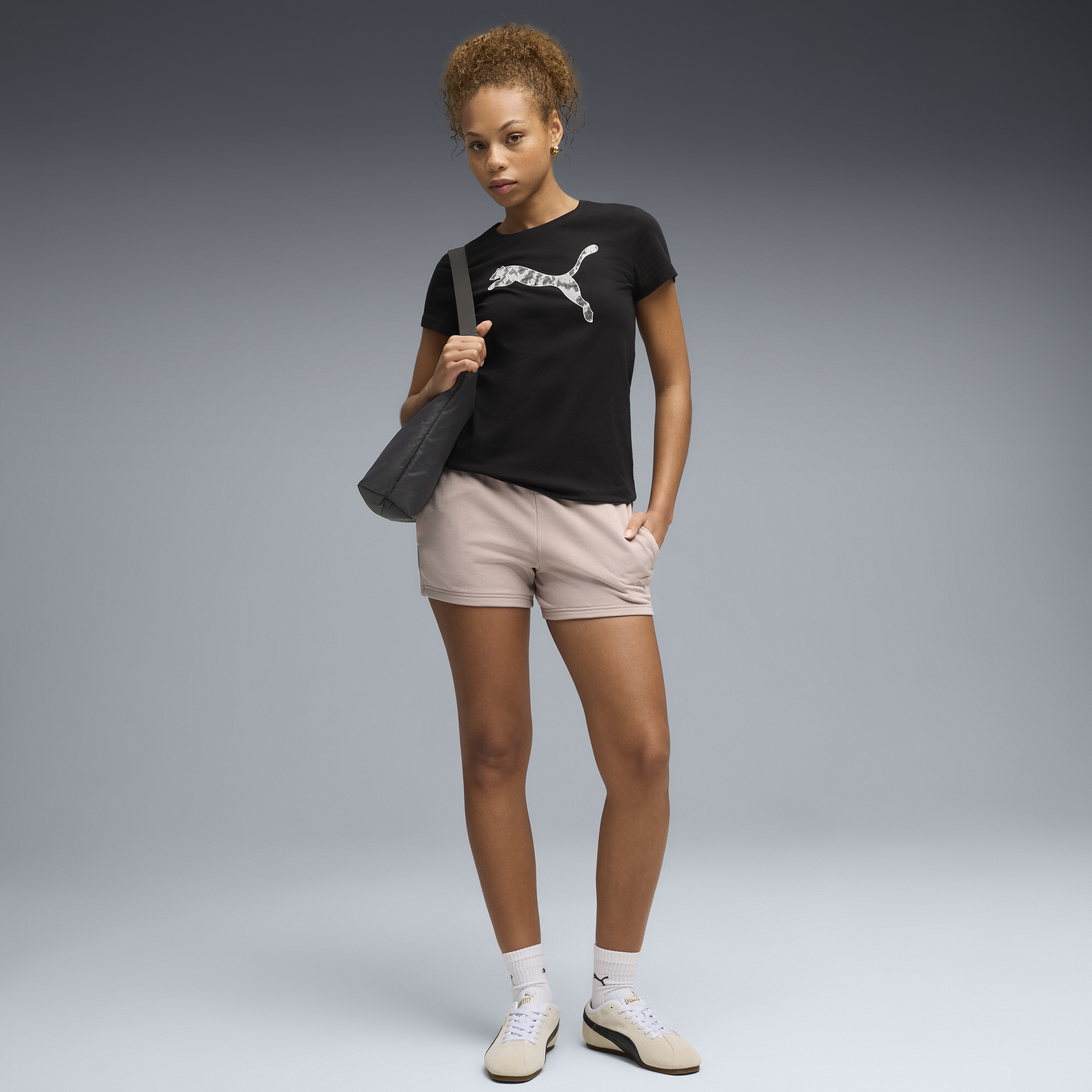 PUMA Essentials Cat-logo short voor Dames, Roze, Maat XS thumbnail 4