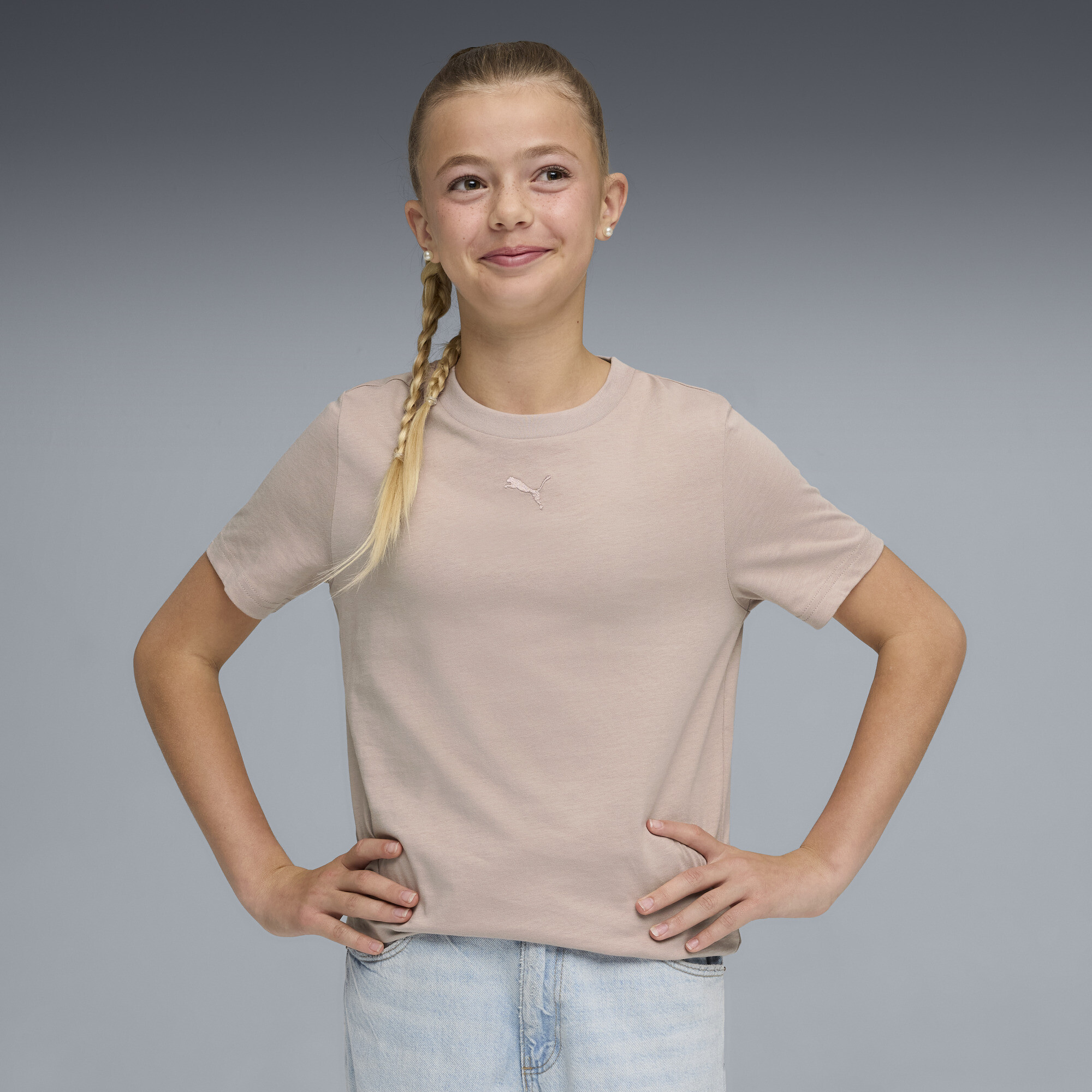 PUMA Essentials T-shirt voor Dames, Roze, Maat 11-12Y thumbnail 4