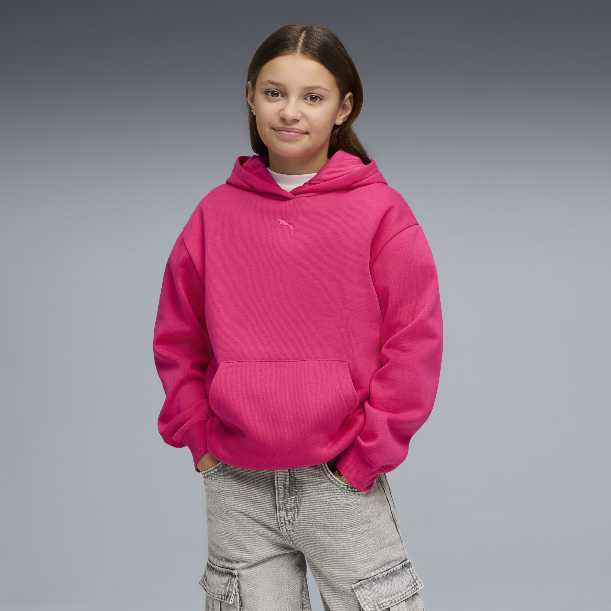 PUMA Essentials relaxte hoodie van fleece voor Dames, Roze, Maat 11-12Y thumbnail 4