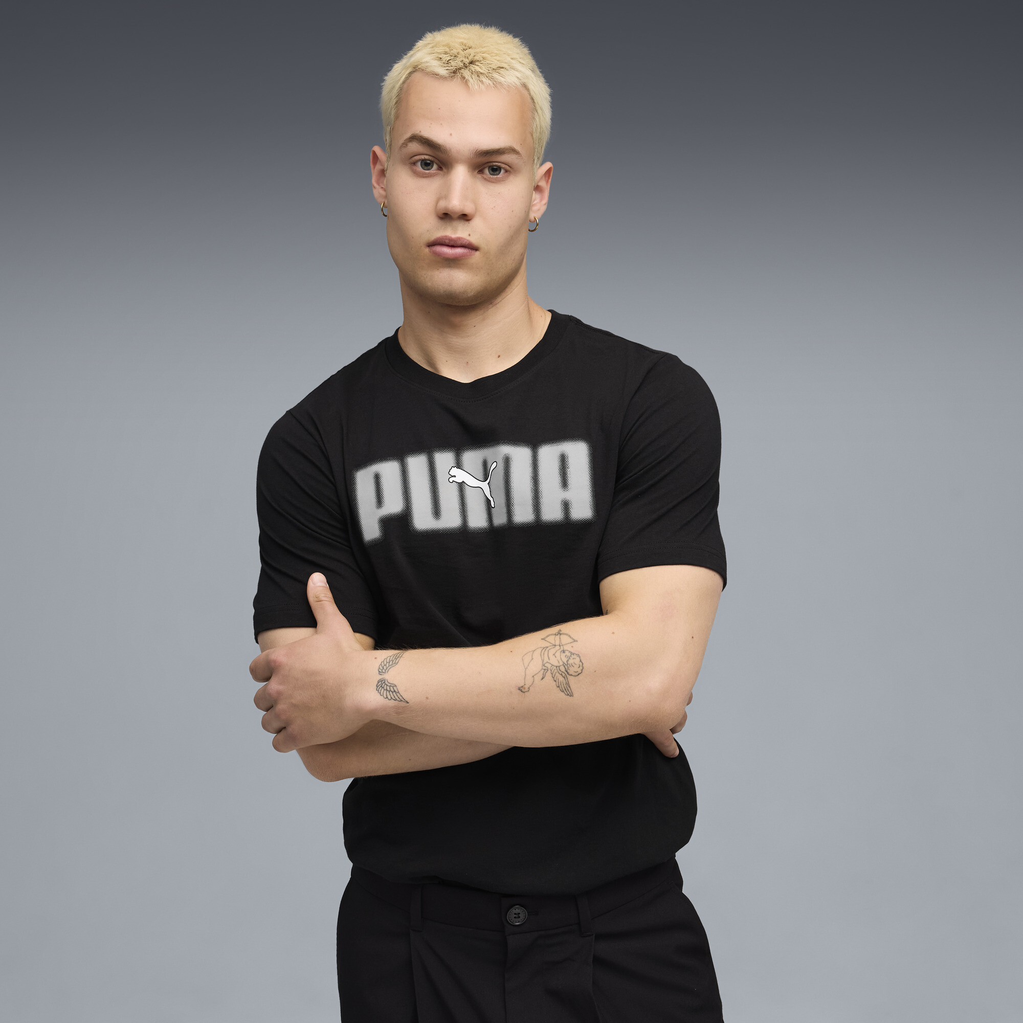 PUMA Essentials Logo Lab Men's T-Shirt in Black, Size M