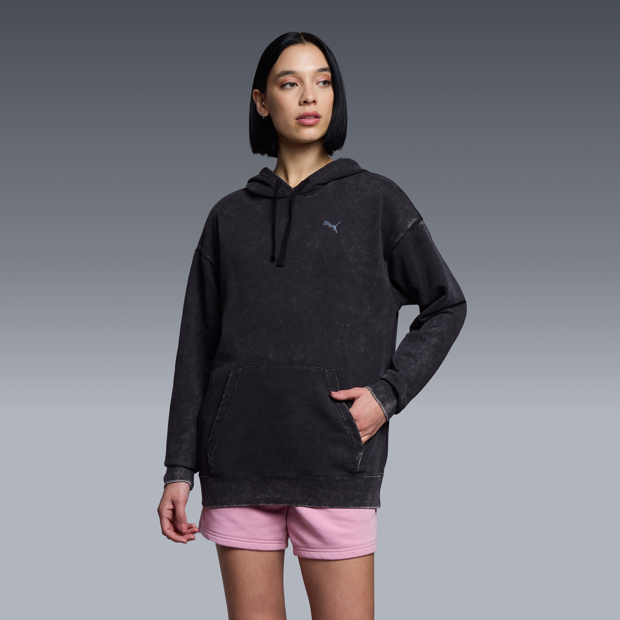Polerón con capucha Essentials Elevated Washed para mujer