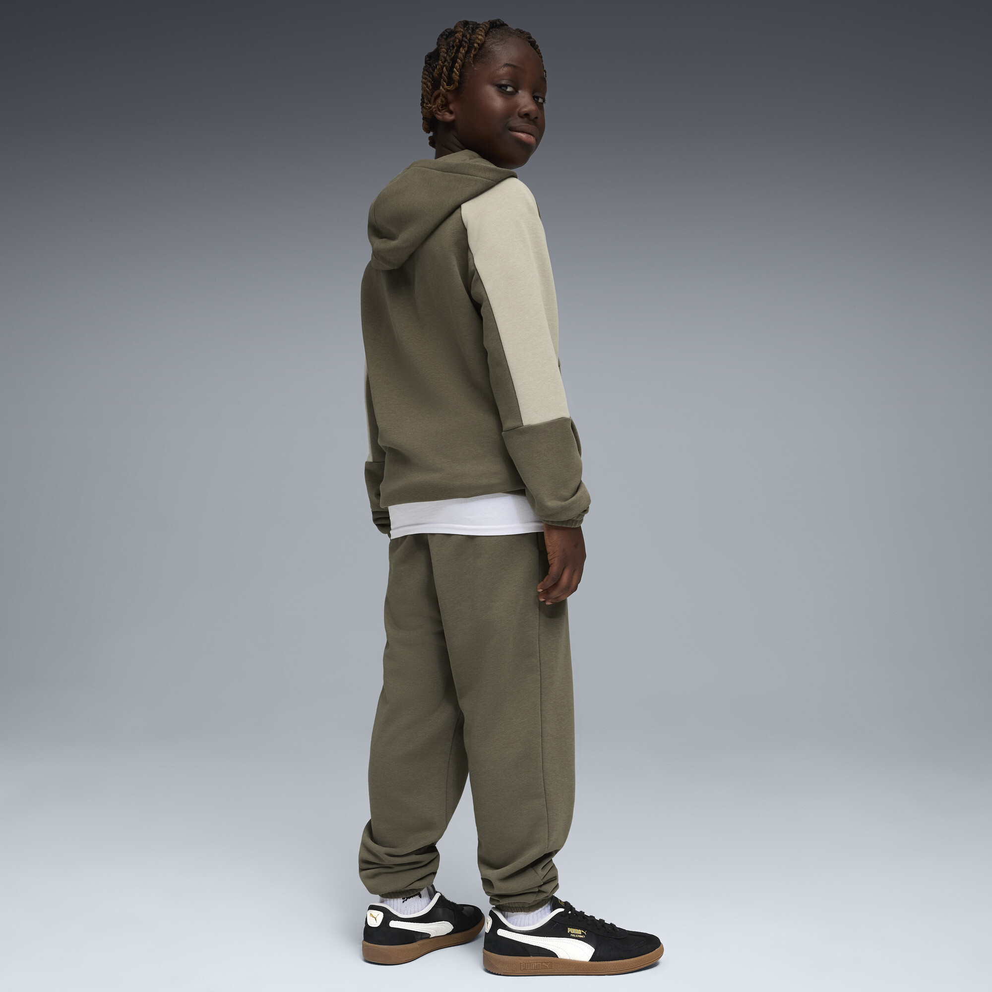 PUMA Essentials Block trainingspak met capuchon voor Heren, Groen, Maat 11-12Y thumbnail 5