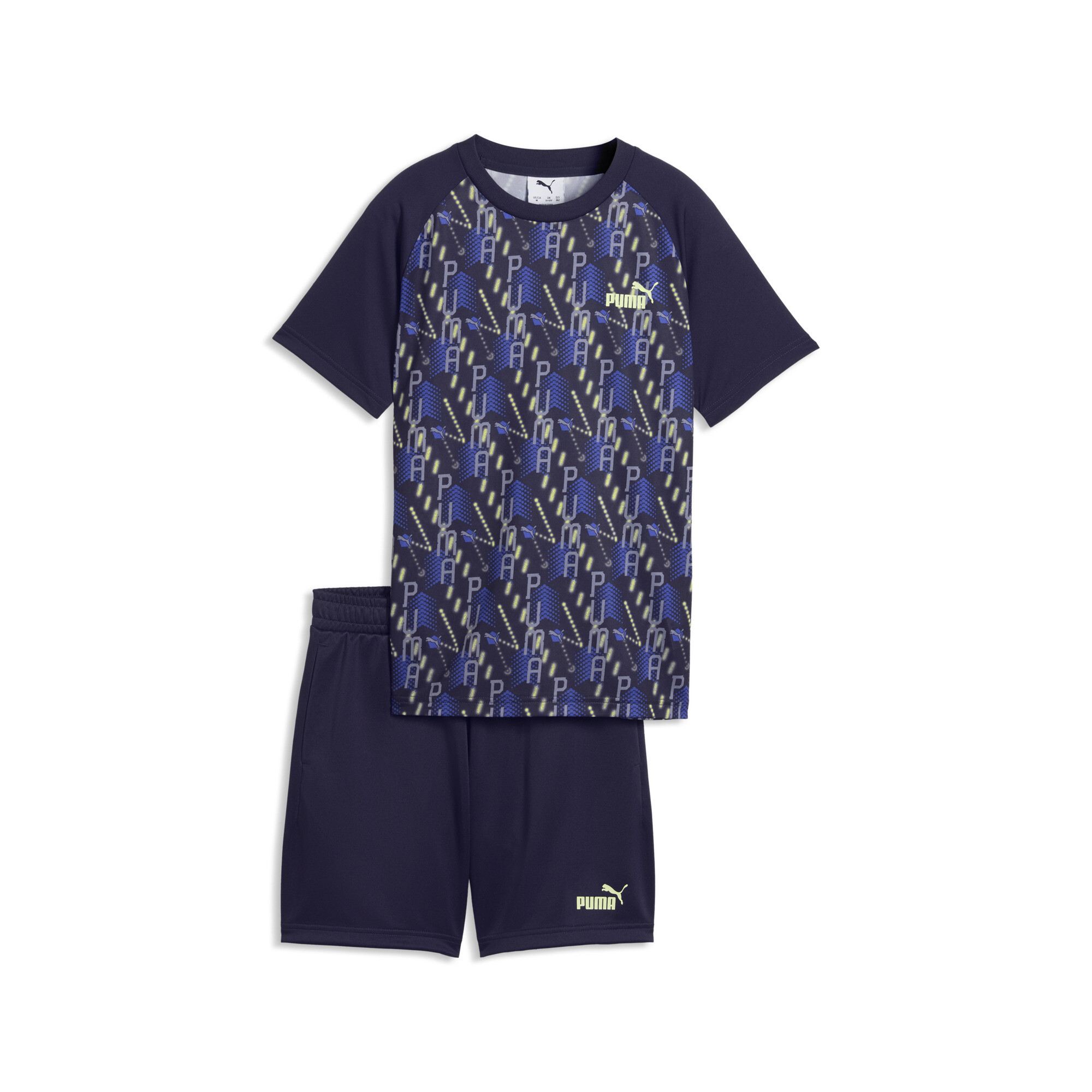 PUMA TRAIN ALL DAY Essentials bedrukte set met T-shirt en short voor Heren, Blauw, Maat 9-10Y thumbnail 3