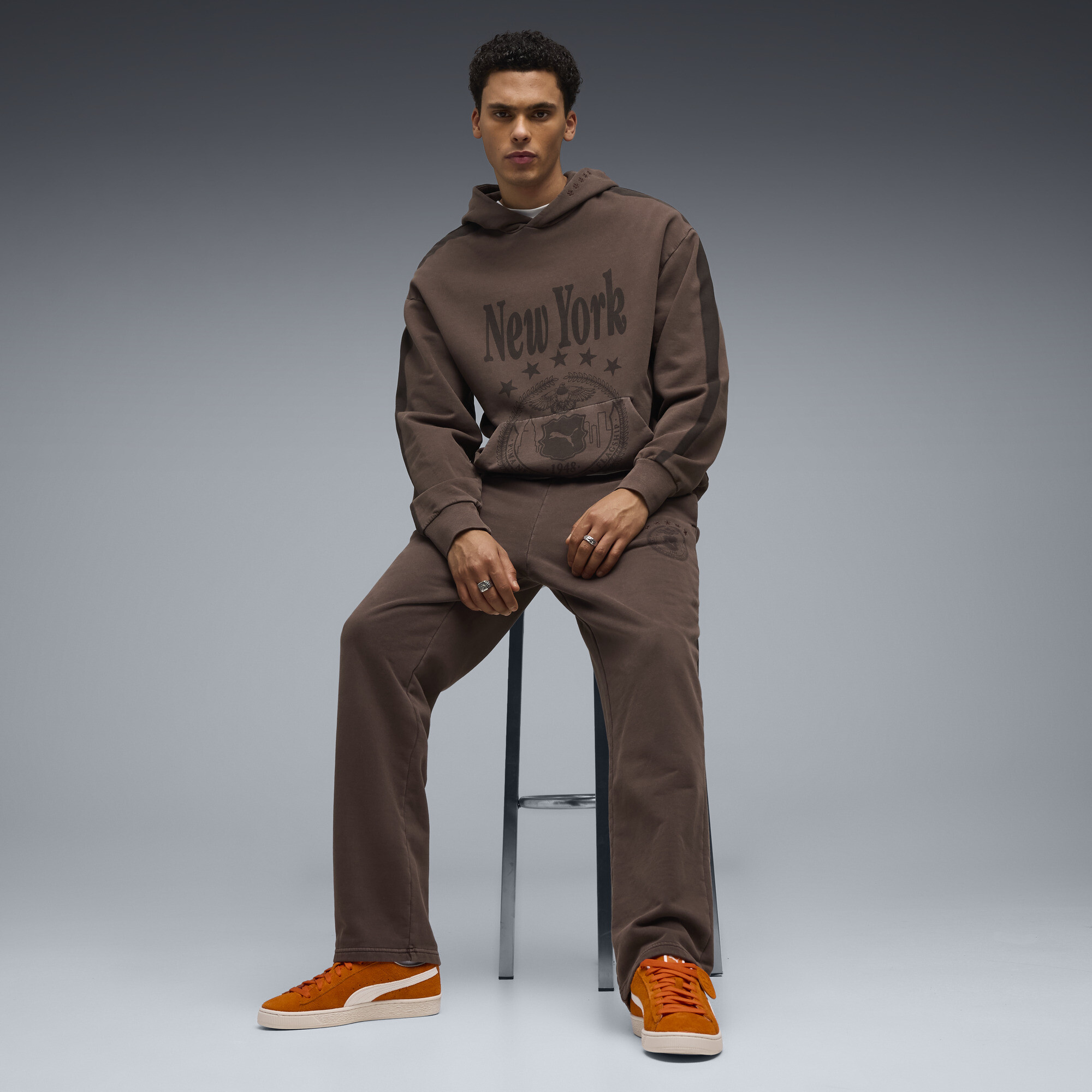 PUMA Wardrobe Essentials NYC Men's Sweatpants in Brown, Size L