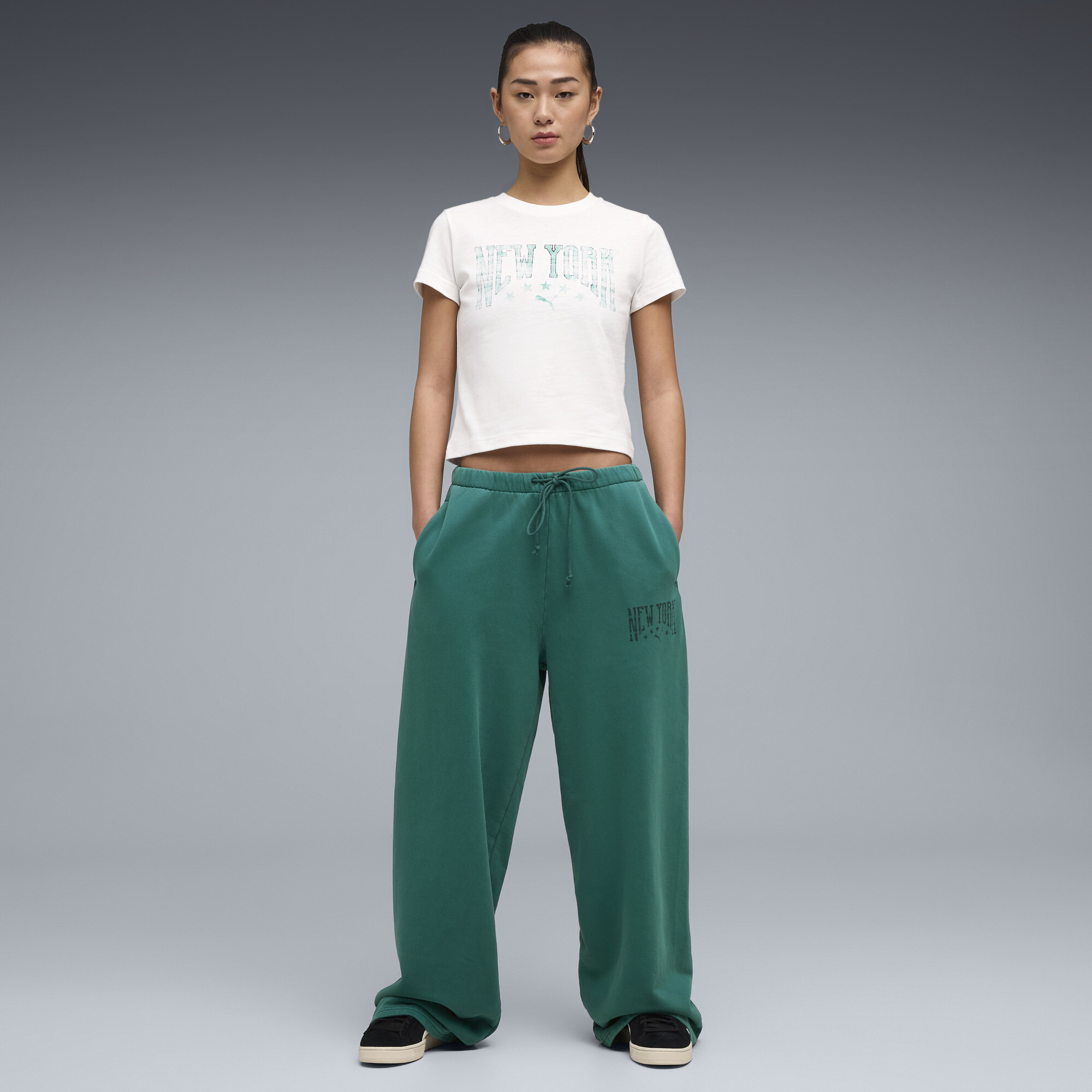 PUMA Wardrobe Essentials NYC Women's Sweatpants in Green, Size L