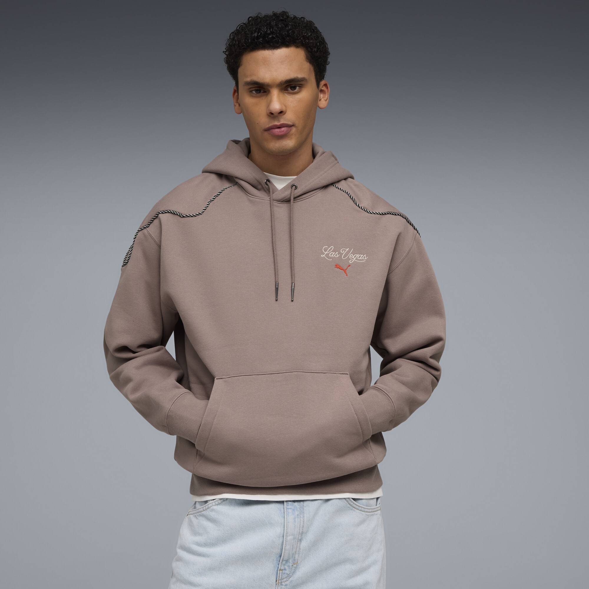 PUMA Wardrobe Essentials Las Vegas Men's Hoodie in Beige, Size XL
