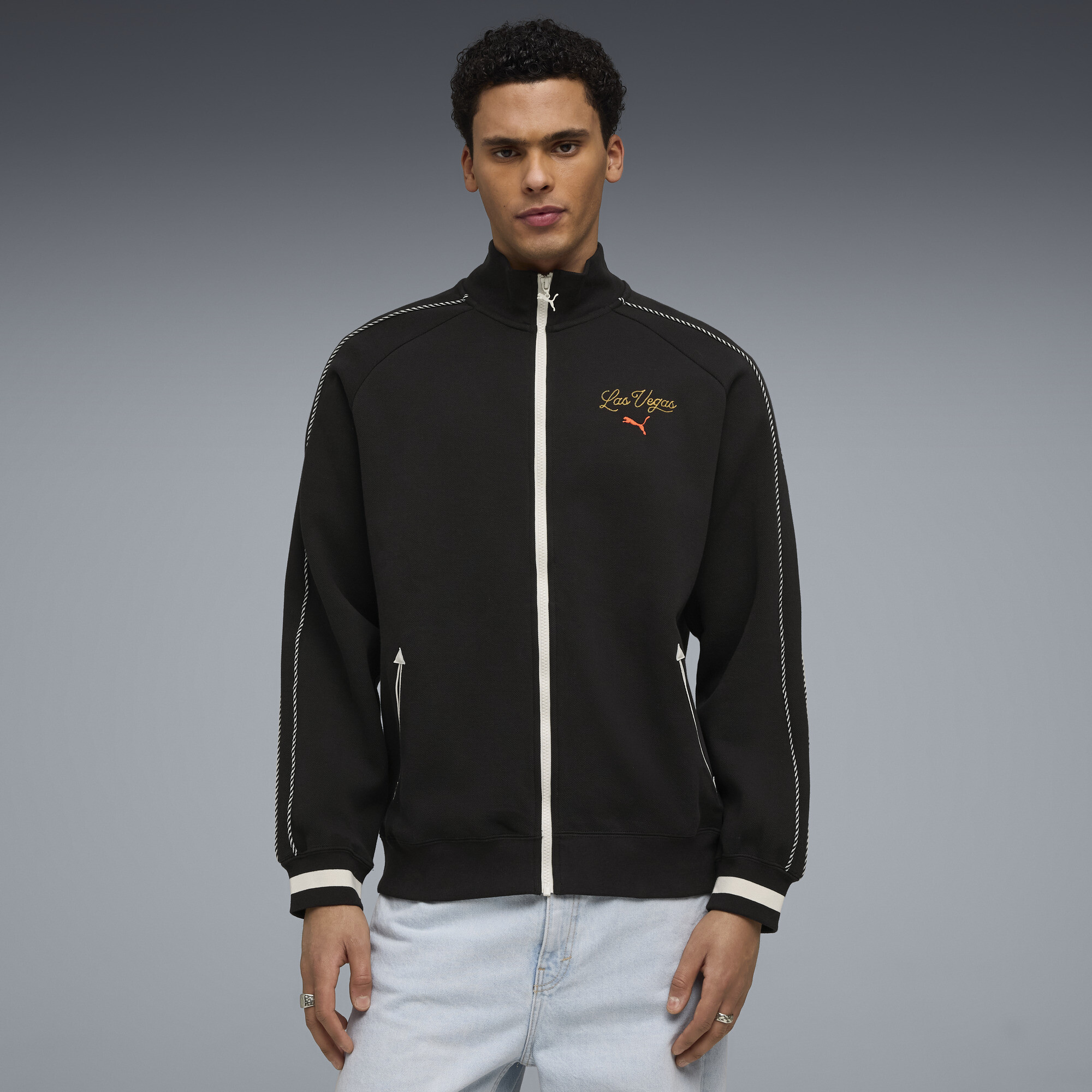 PUMA T7 Las Vegas Men's Track Jacket in Black, Size L