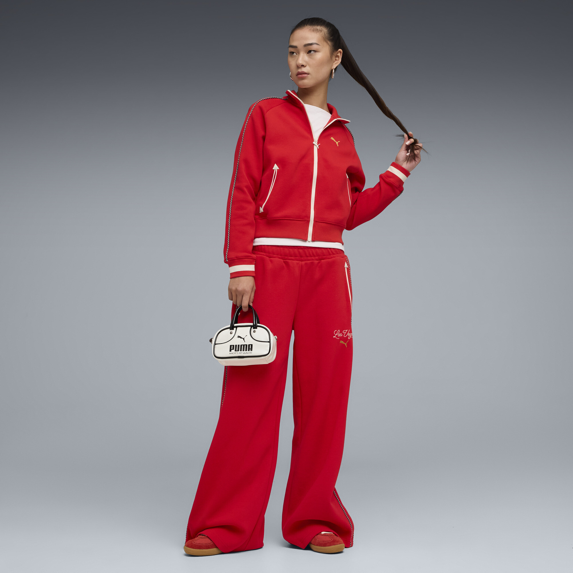 PUMA T7 Las Vegas Women's Mid Rise Track Pants in Red, Size XL