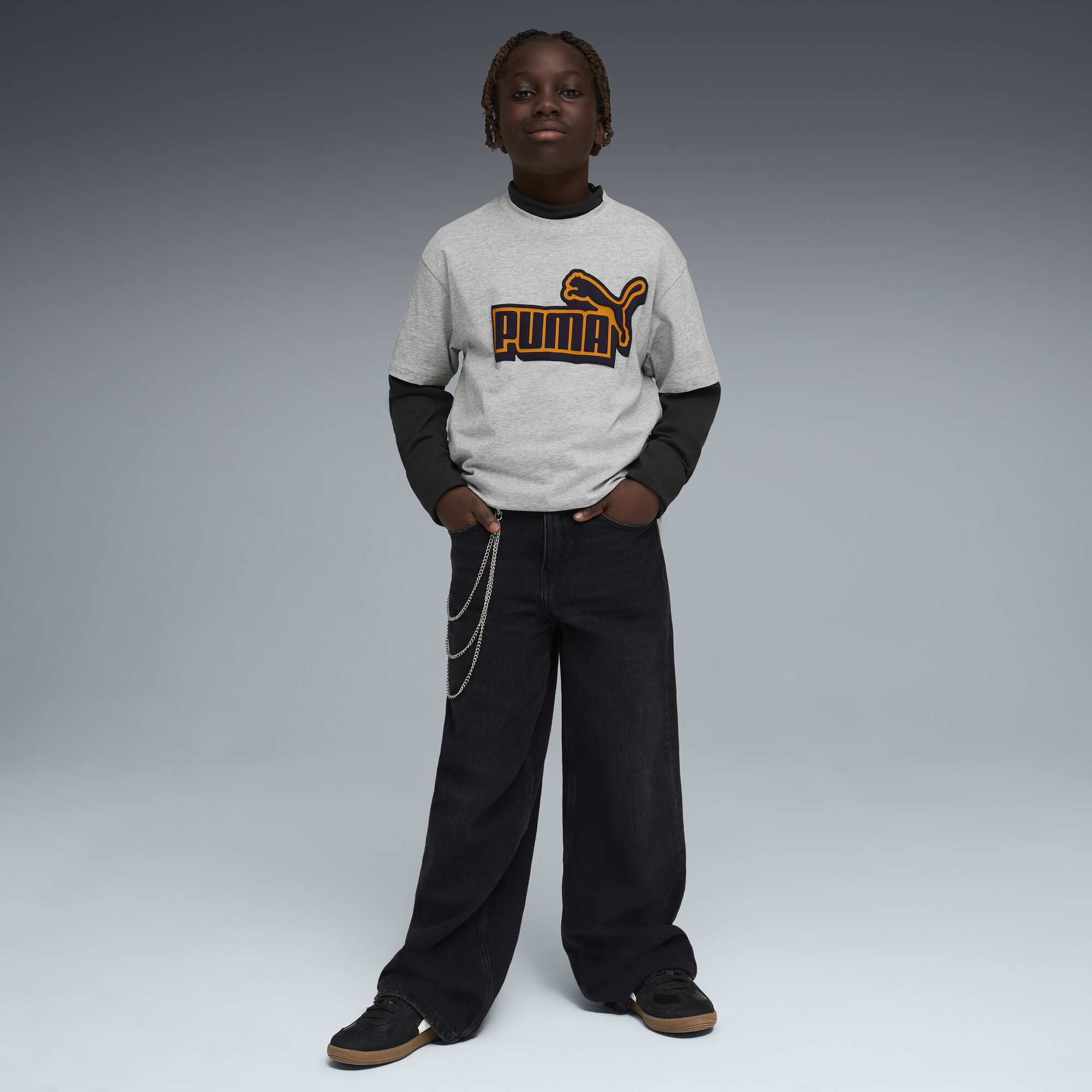 PUMA Essentials Logo Lab Relaxed Graphic T-shirt voor Heren, Grijs, Maat 13-14Y thumbnail 4