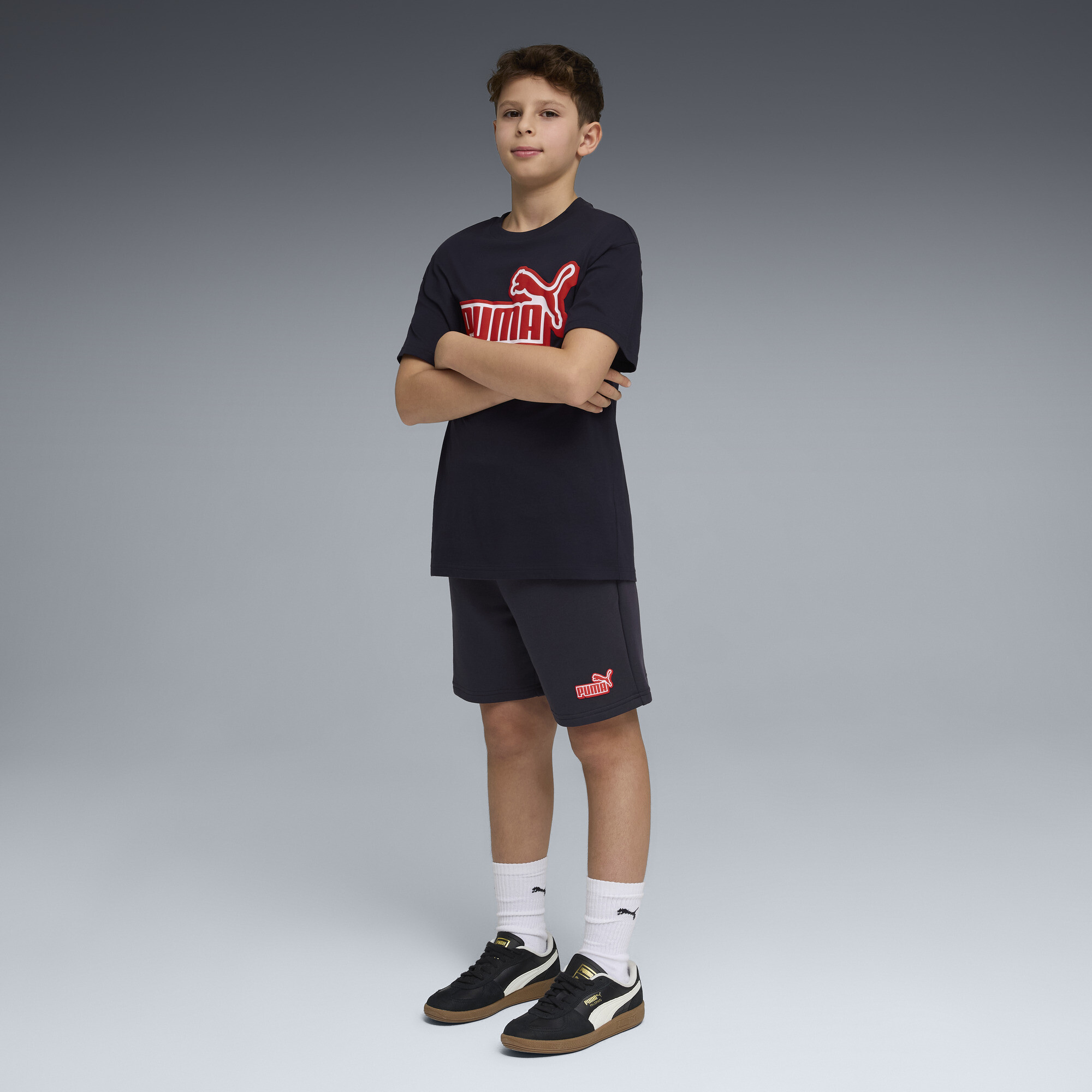 PUMA Essentials Logo Lab relaxed short voor Heren, Blauw, Maat 9-10Y thumbnail 2