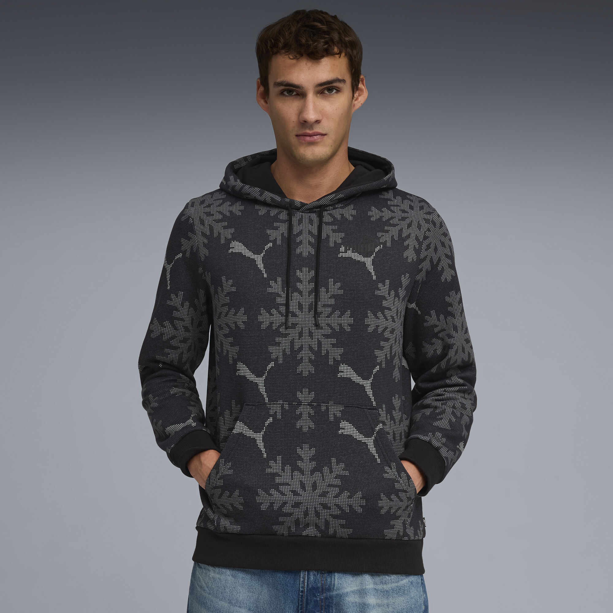 Chandail à capuchon des fêtes Essentials+ Logo Lab Homme, Noir, Adulte G | 693707_01