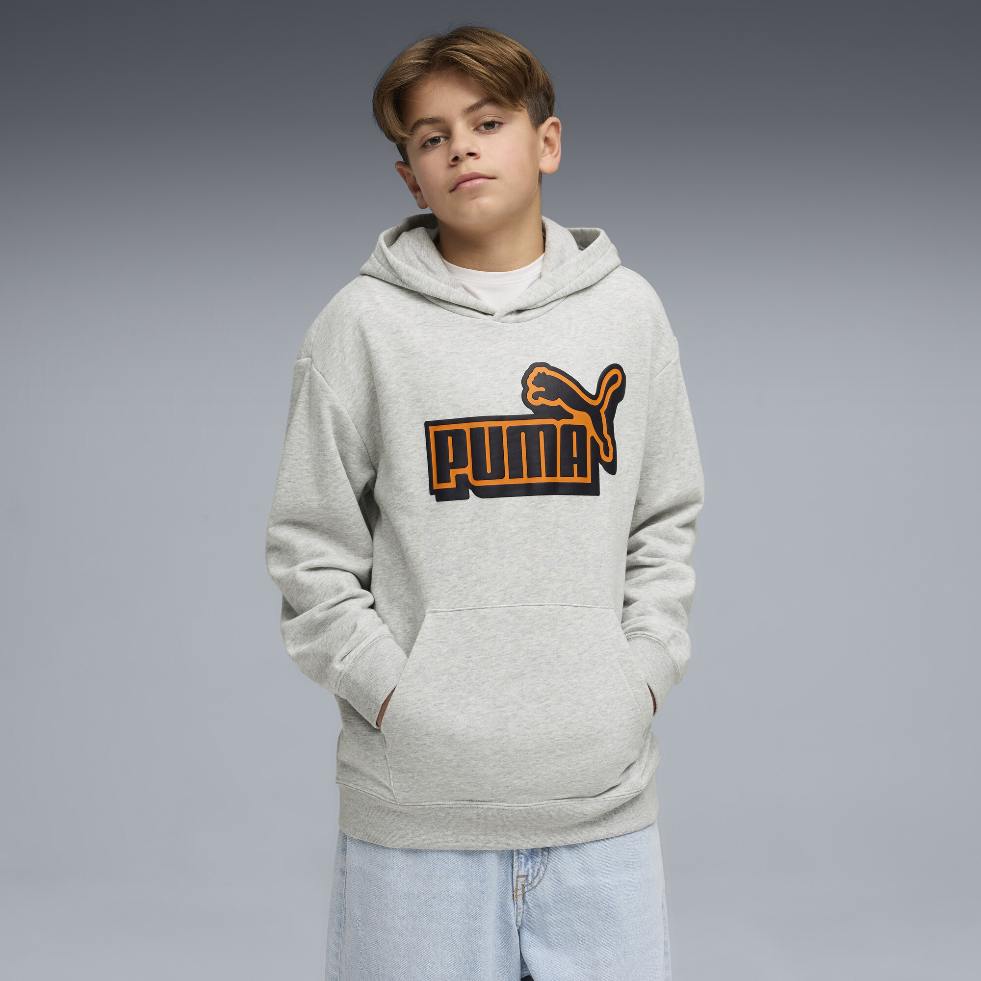 PUMA Essentials Logo Lab relaxte hoodie voor Heren, Grijs, Maat 7-8Y thumbnail 4