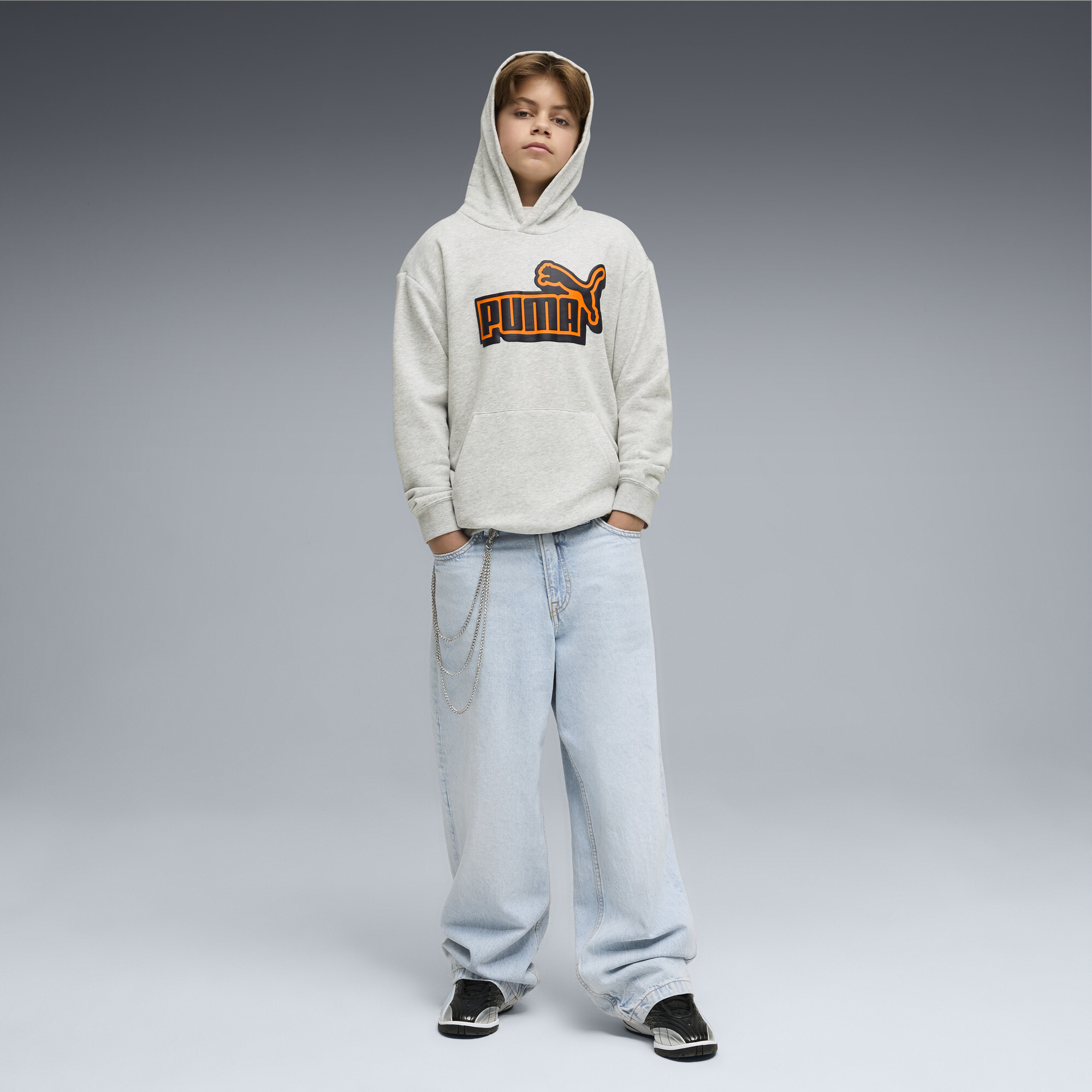 PUMA Essentials Logo Lab relaxte hoodie voor Heren, Grijs, Maat 7-8Y thumbnail 2