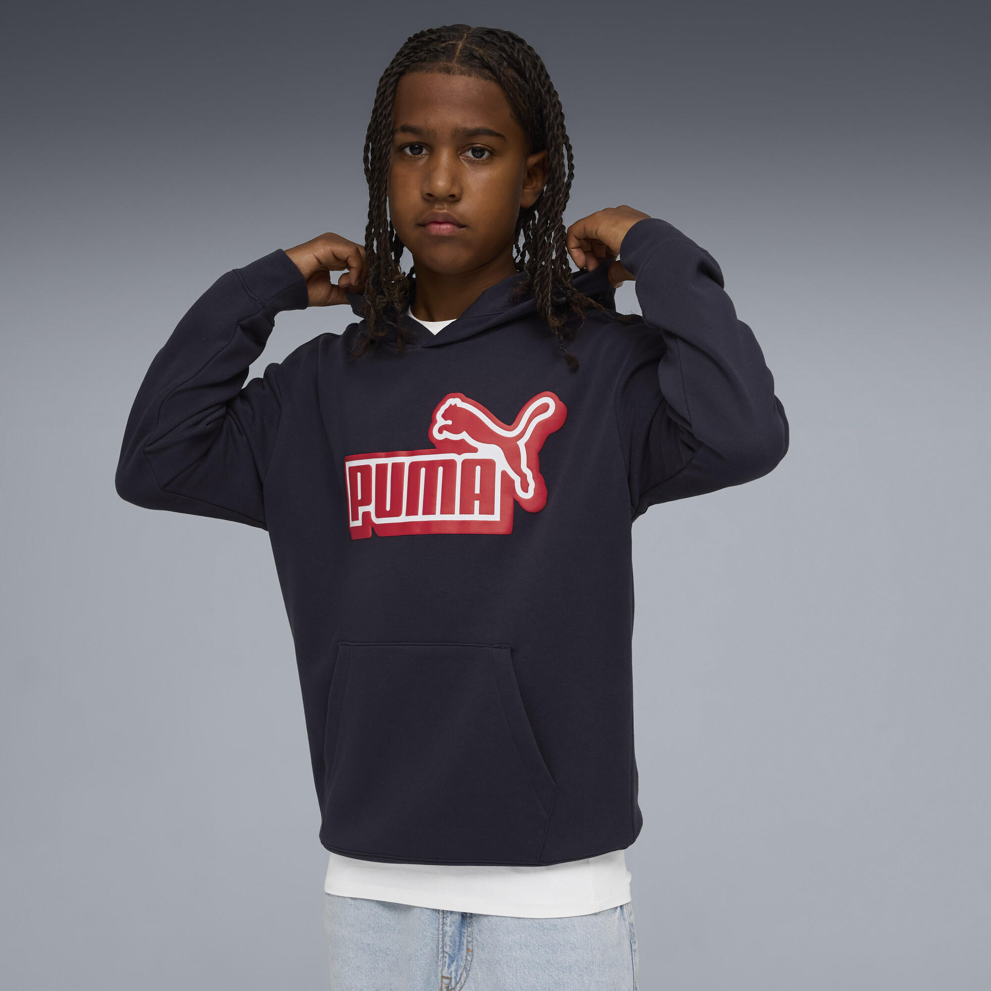 PUMA Essentials Logo Lab relaxte hoodie voor Heren, Blauw, Maat 7-8Y thumbnail 4