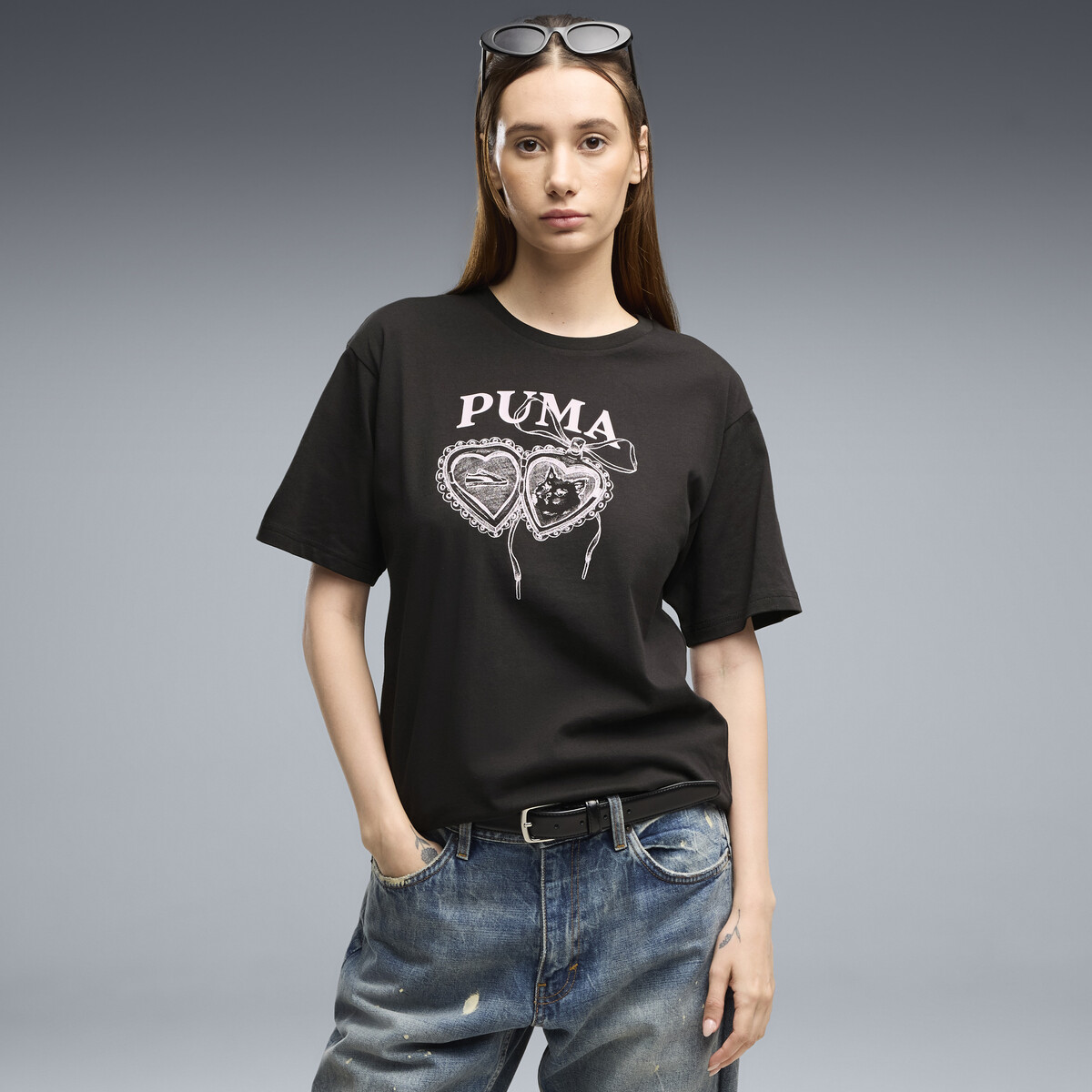 Graphics Relaxed Charm T-Shirt Women in Black by PUMA, Large