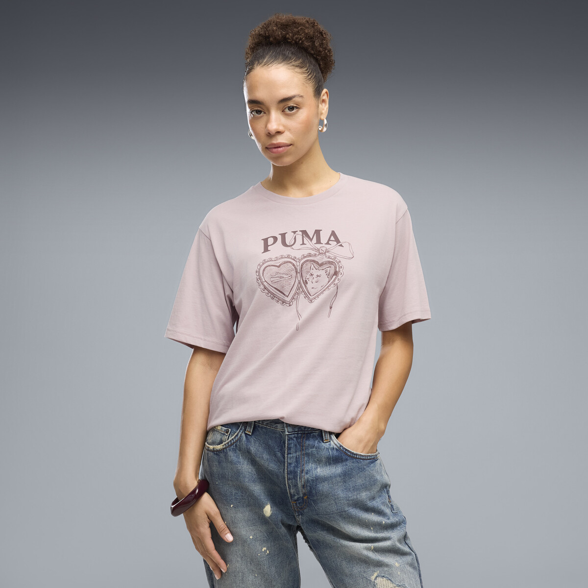 Graphics Relaxed Charm T-Shirt Women in Misty Pink by PUMA, XL