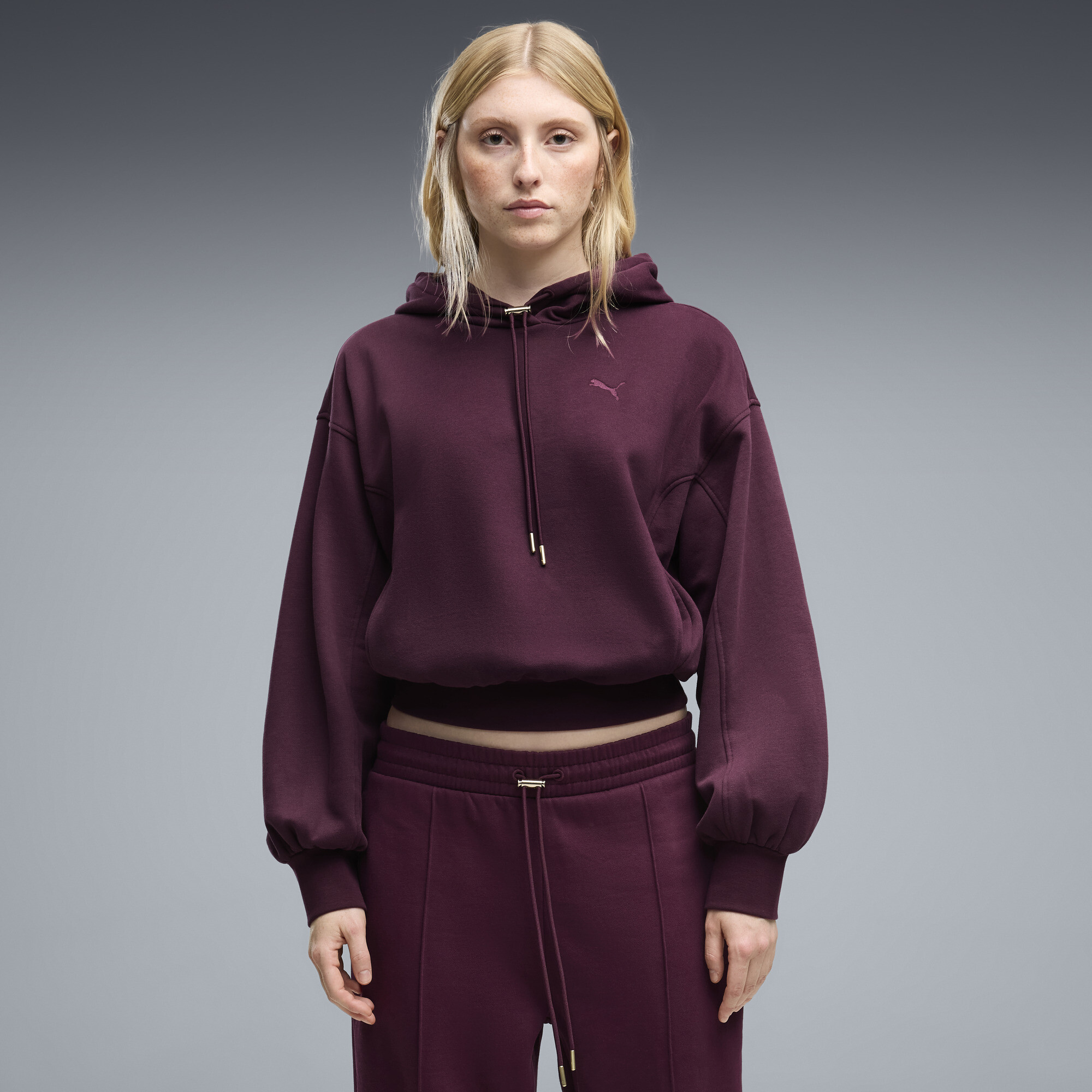 PUMA HER Relaxed Fleece Hoodie Damen, Kleidung, Rot, M