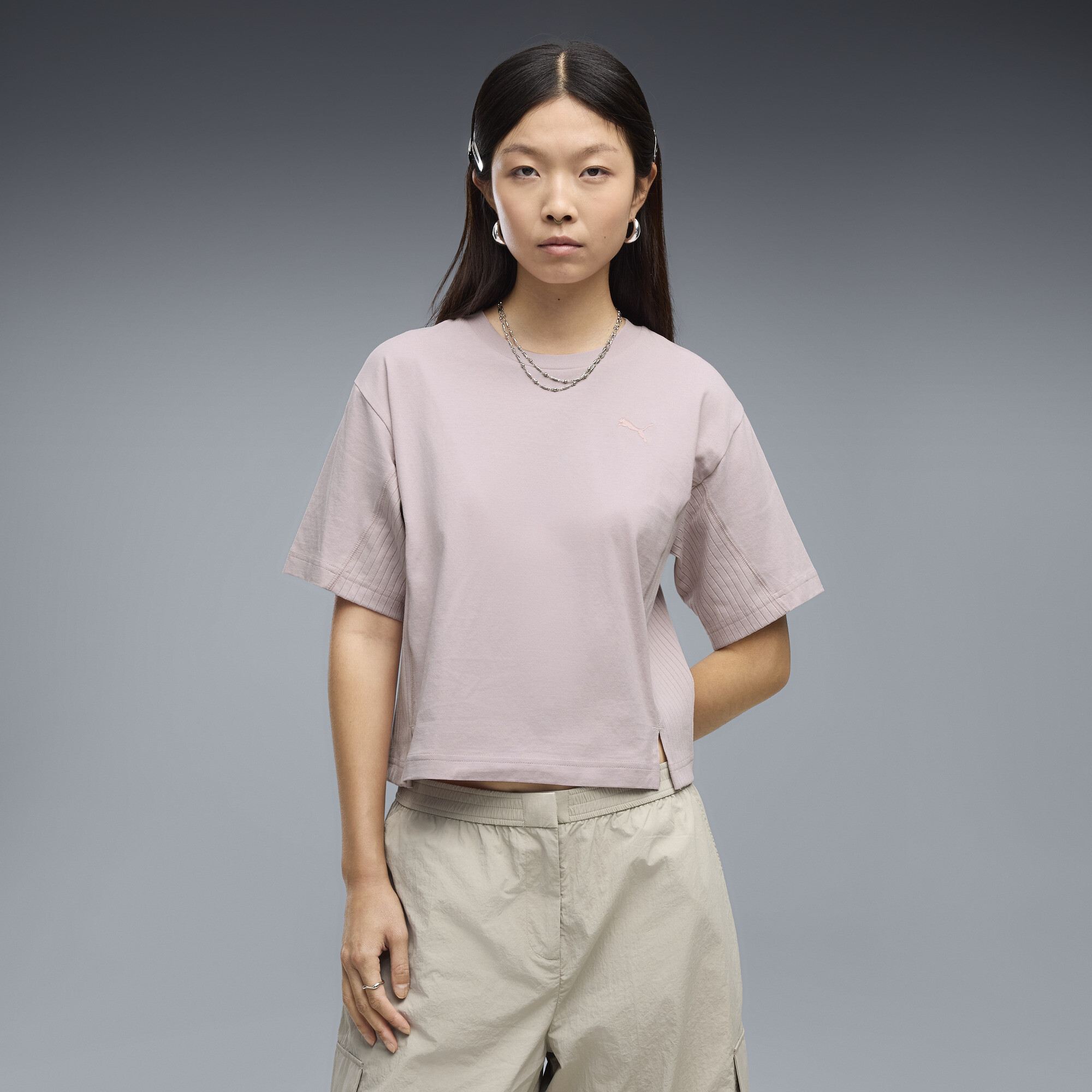 PUMA HER Relaxed T-Shirt Damen, Kleidung, Rosa, M