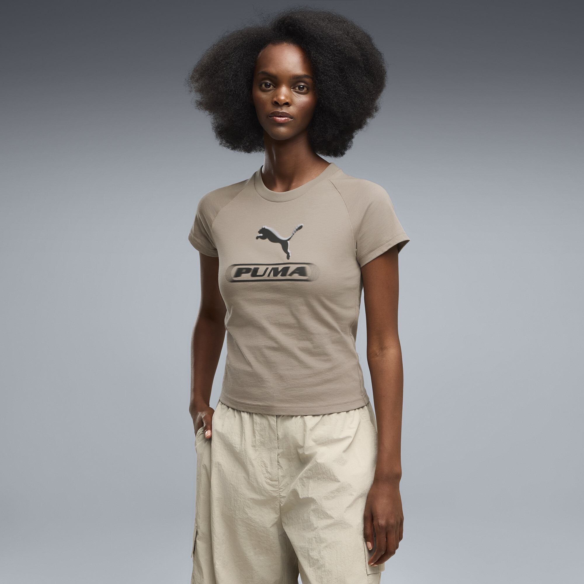 T-shirt slim imprims PUMA Sport Femme Vtements Beige L 25 €