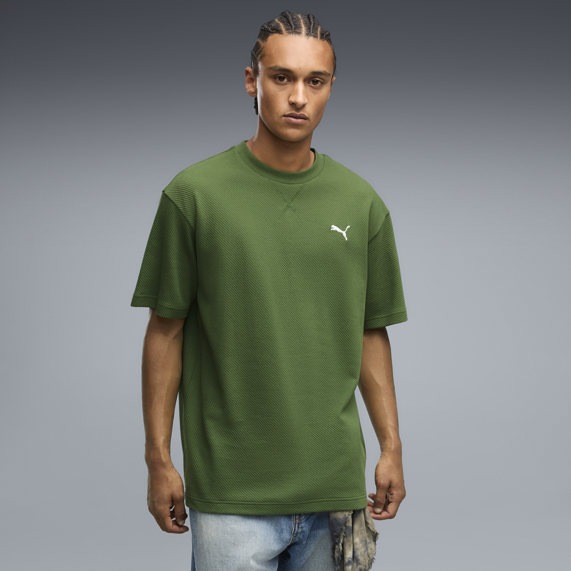 PUMA Essentials Elevated Relaxed T-Shirt Herren, Accessoires, Grün, S