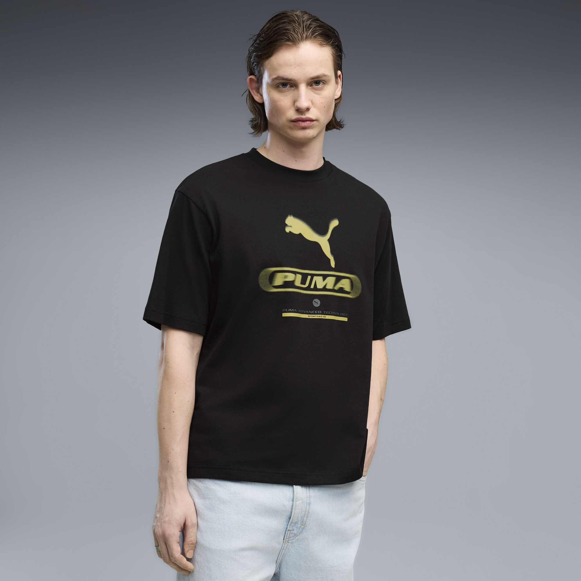 Męska koszulka PUMA Sport Boxy Street z nadrukiem, Odzież, Czarny, XXL