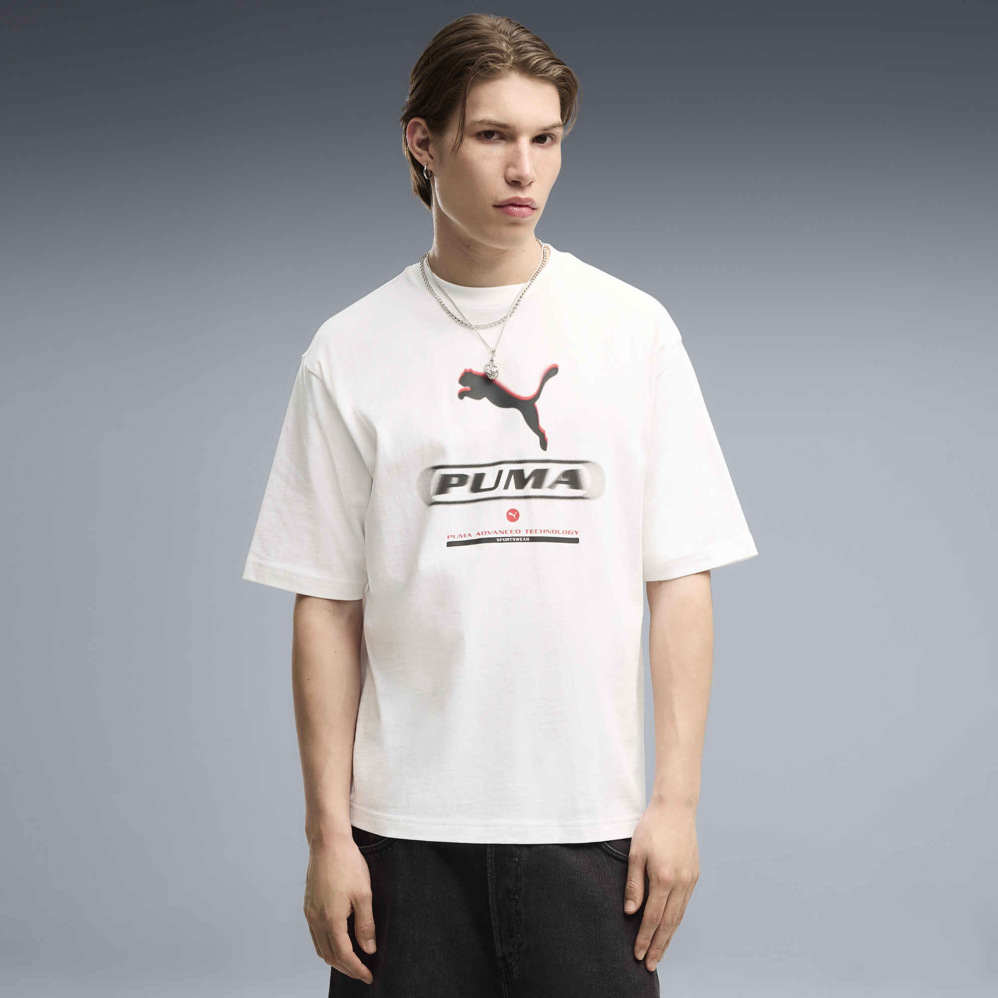 Męska koszulka PUMA Sport Boxy Street z nadrukiem, Odzież, Biały, XXL