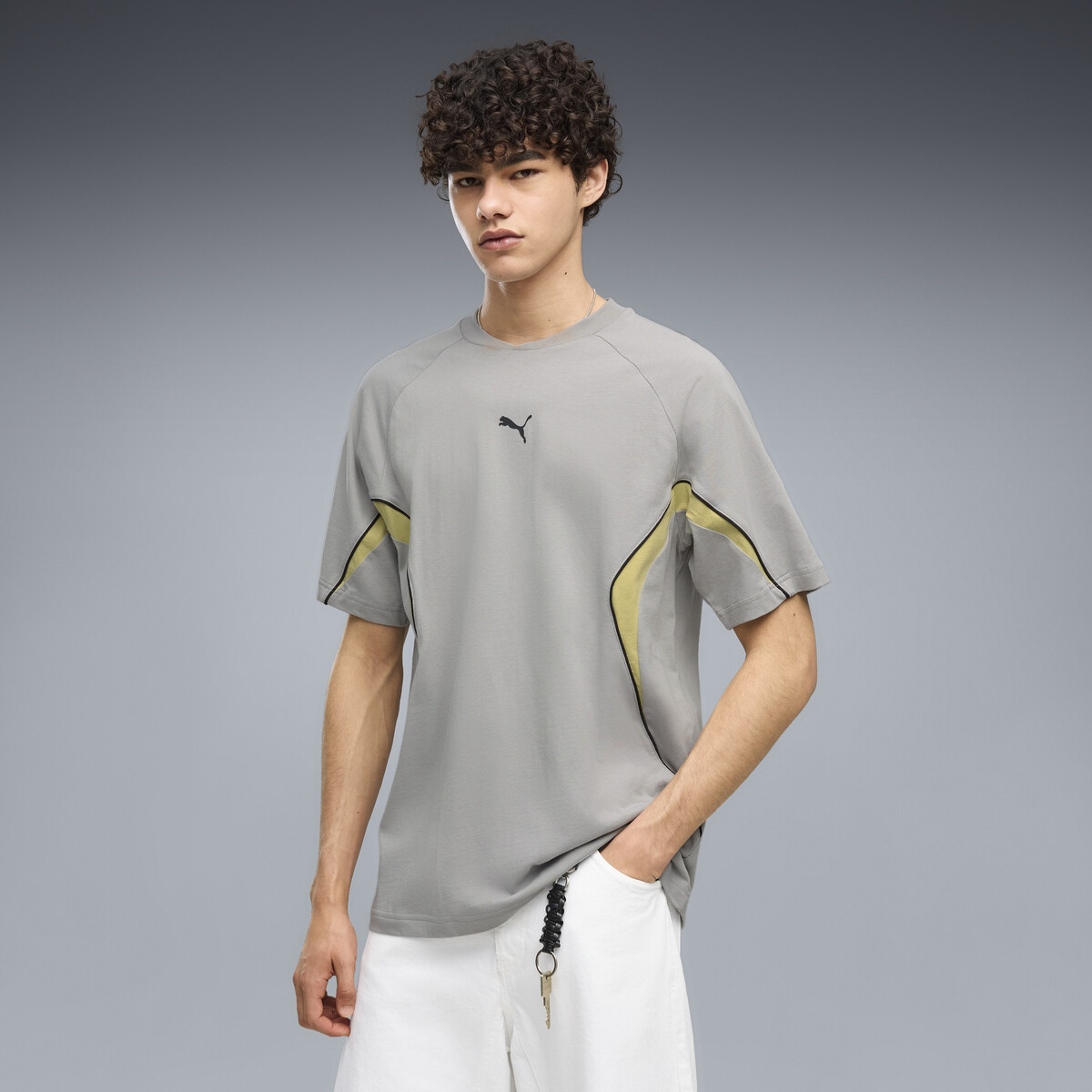 PUMA Sport Relaxed Colourblocked T-Shirt Men in Gray Echo, XL