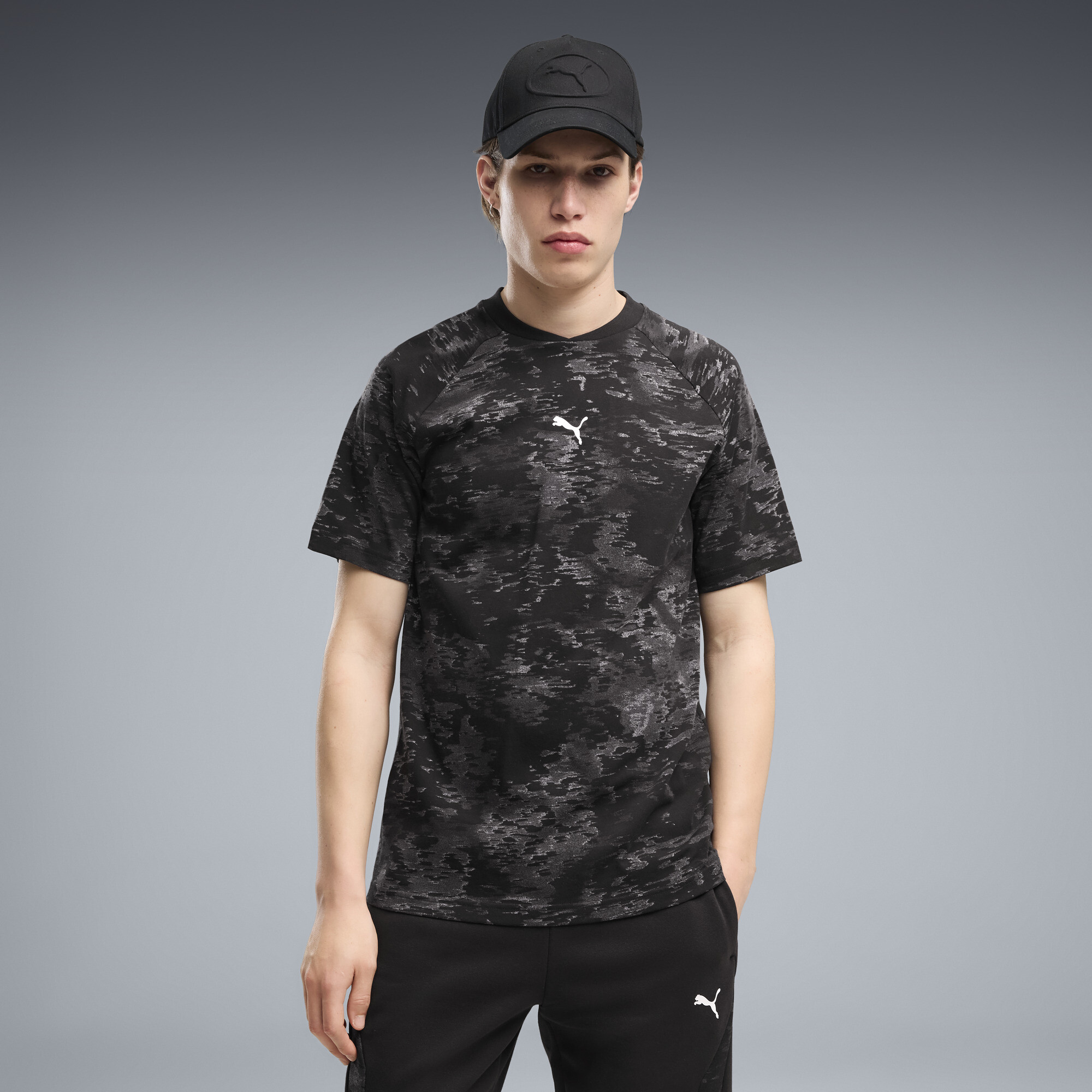 Męska koszulka PUMA Sport Camo, Odzież, Czarny, XXL