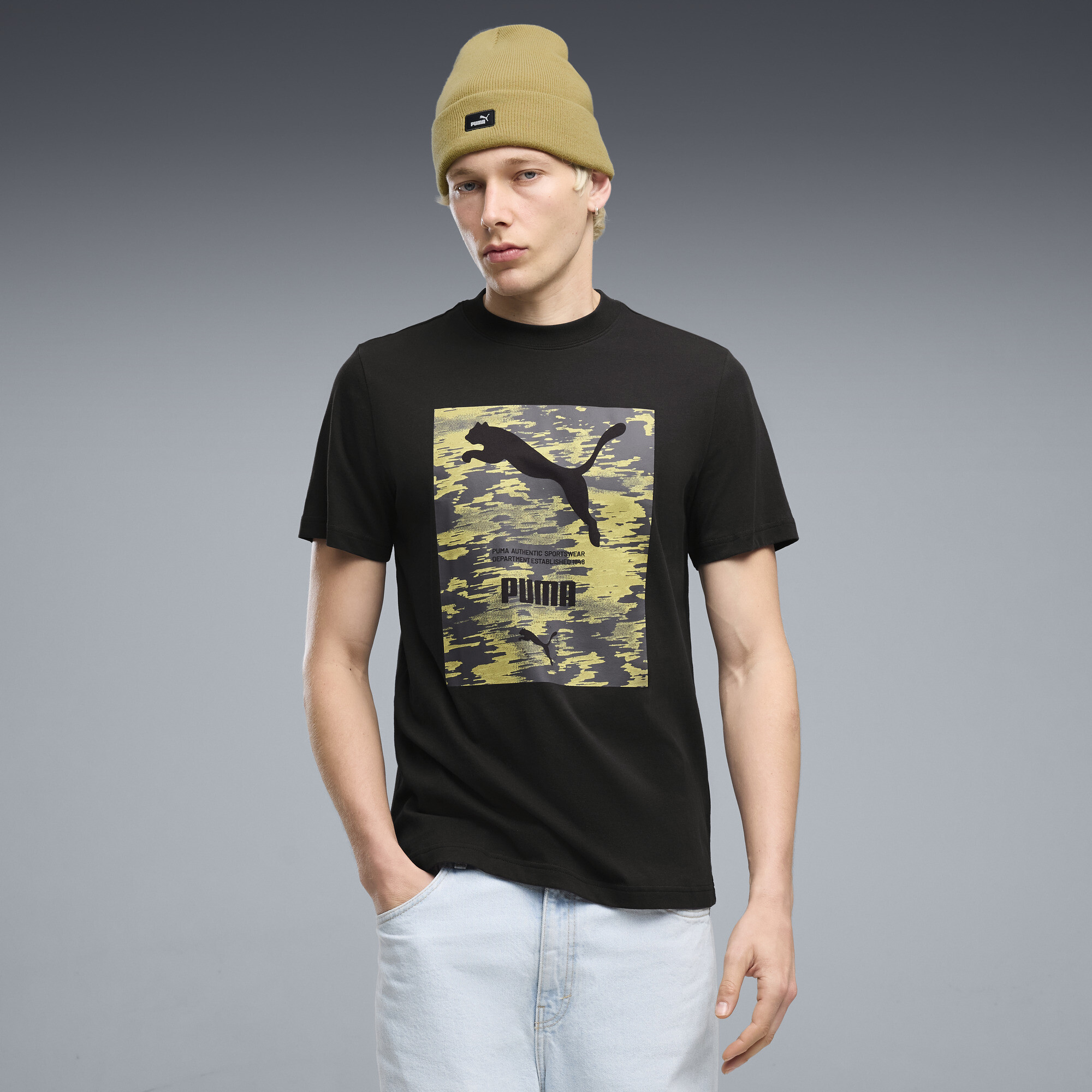 PUMA Sport Camo Graphic T-Shirt Herren, Accessoires, Schwarz, XXL