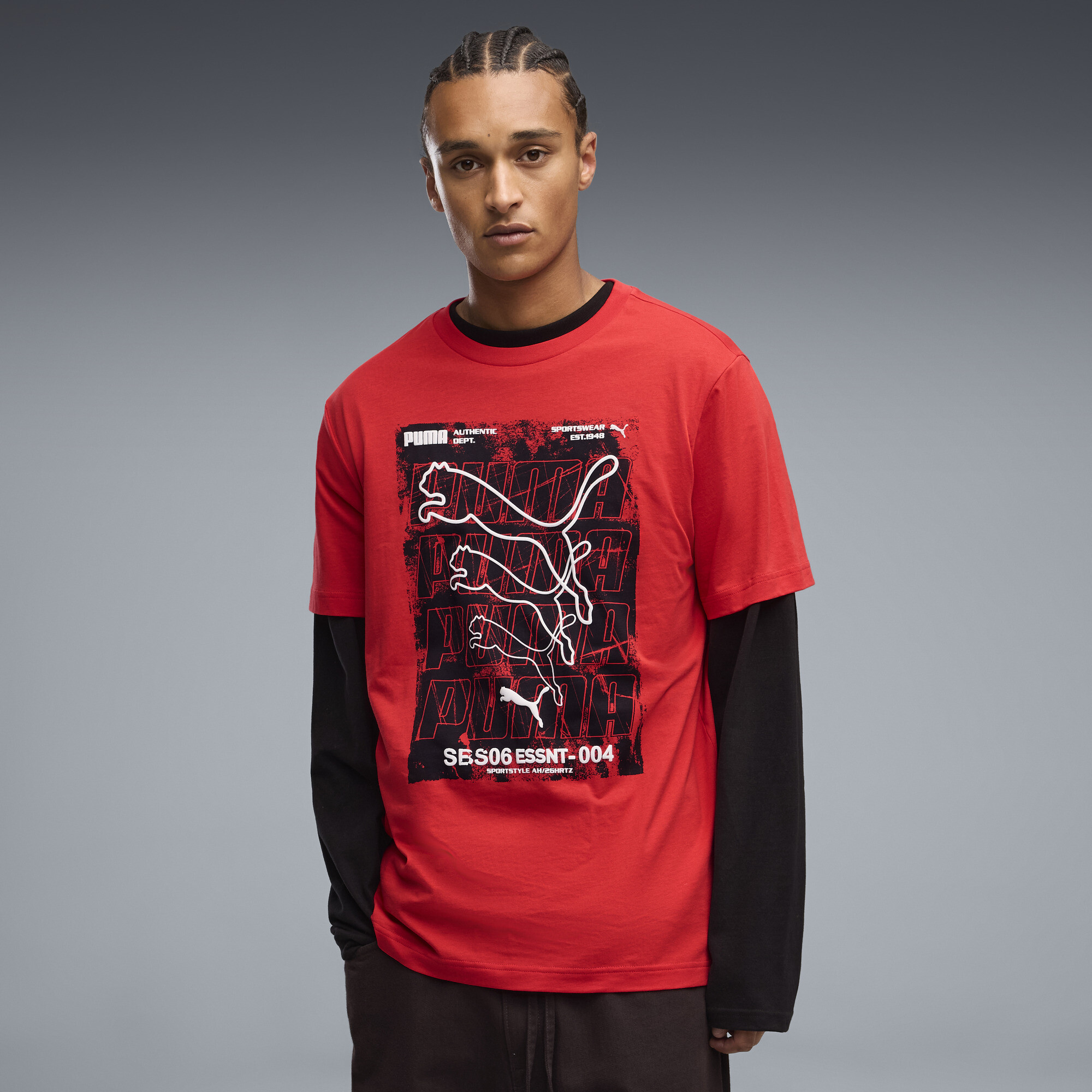 PUMA Graphics Box T-Shirt Herren, Accessoires, Rot, M