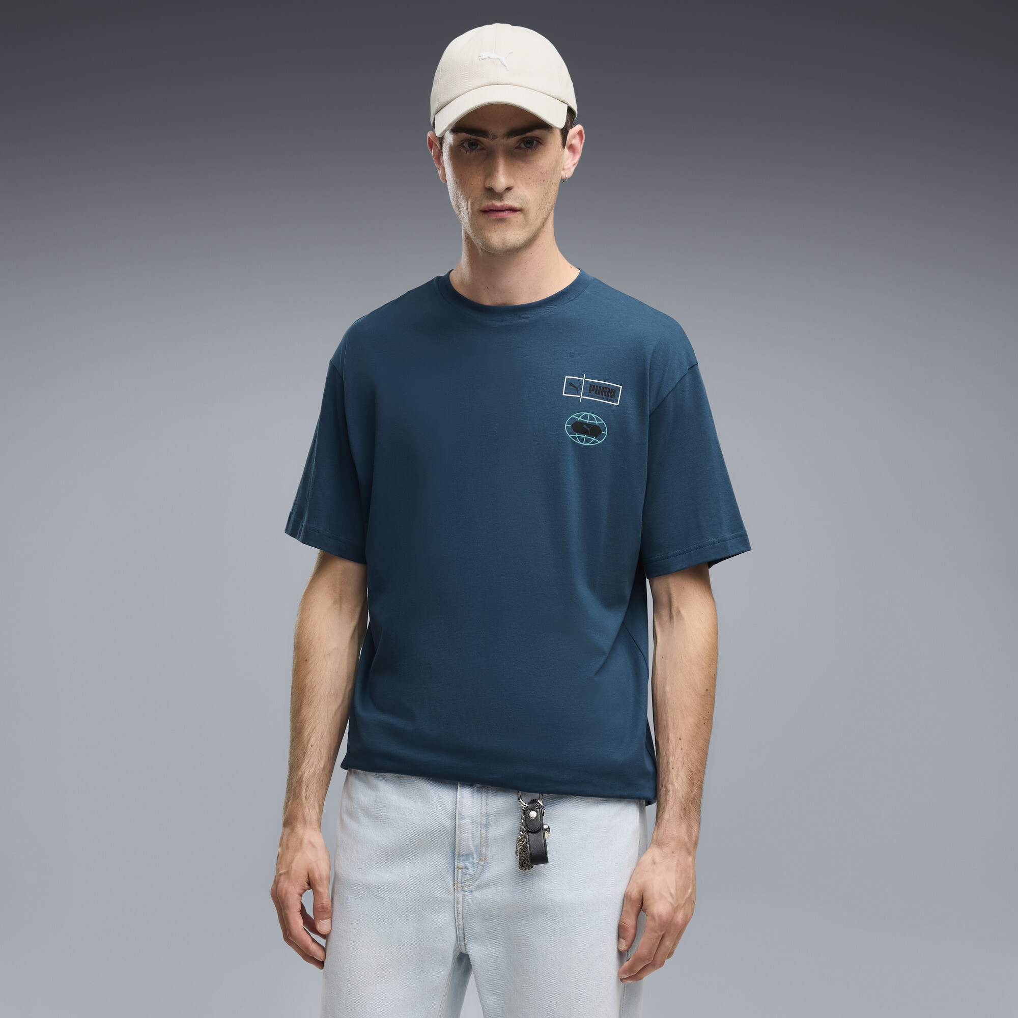 PUMA T-shirt dcontract imprims Homme Vtements Bleu 4XL 25$