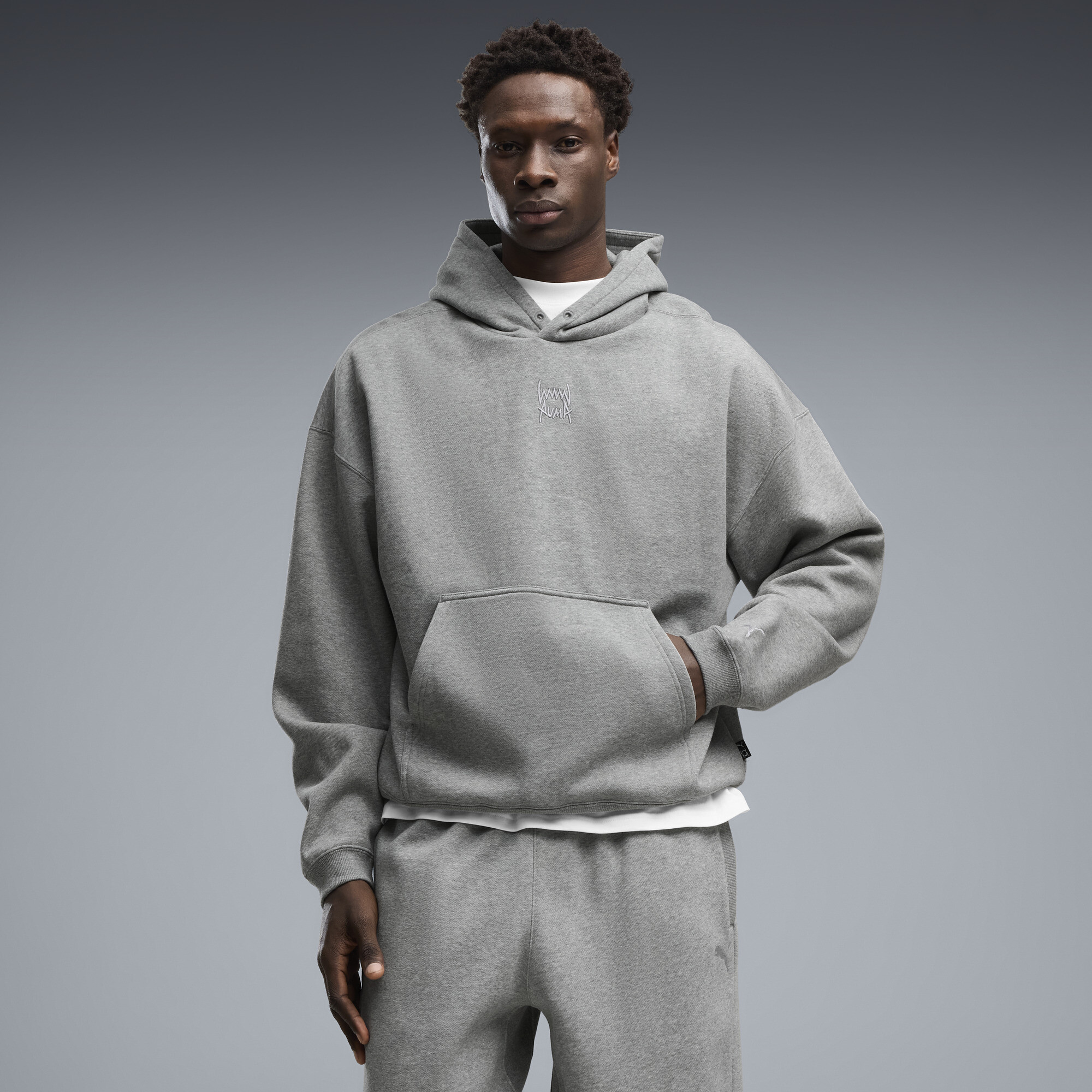 Polerón de Basketball con capucha Fundamentals de felpa y corte holgado para hombre