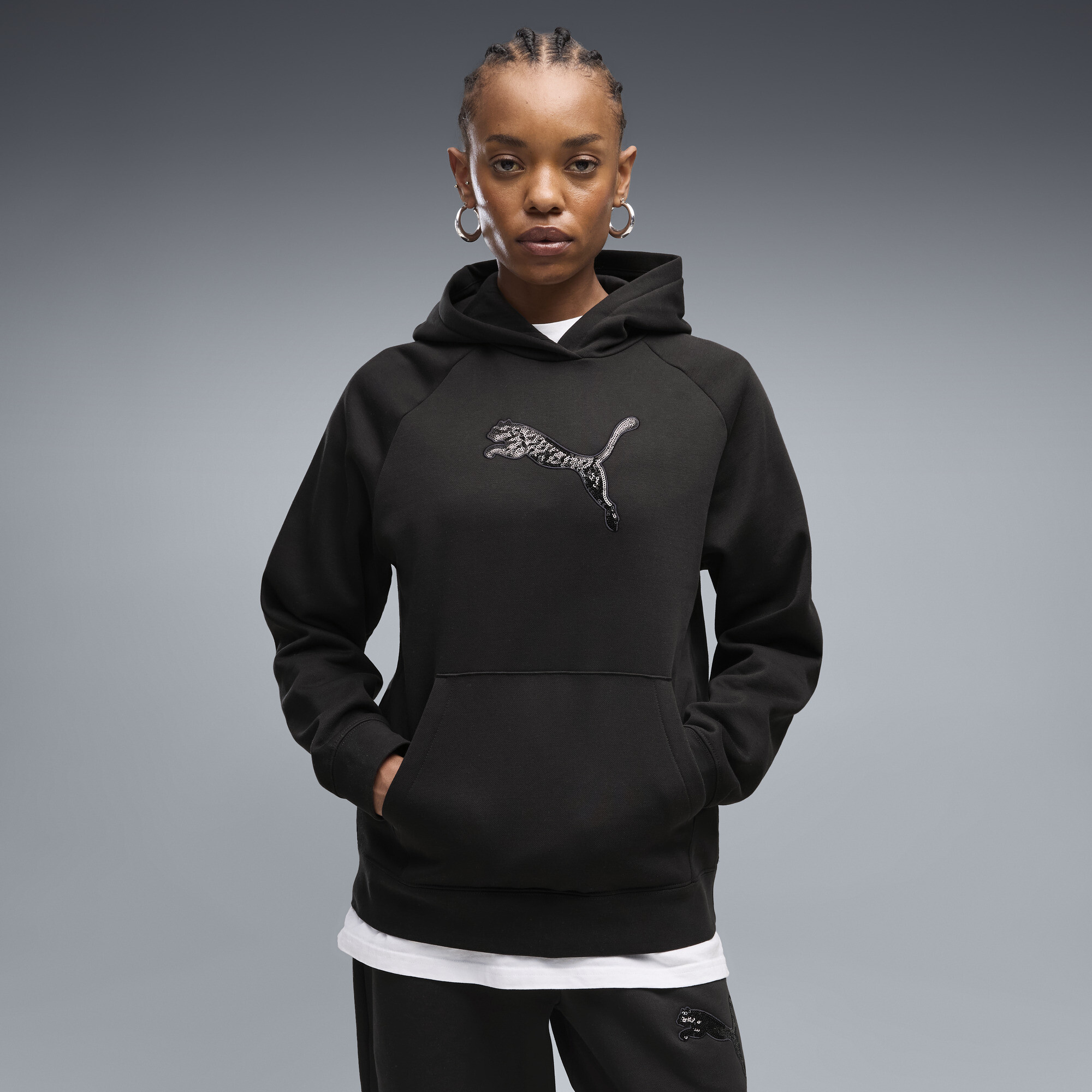 PUMA Hoodie sequins Essentials Femme Vtements Noir XS 55 €