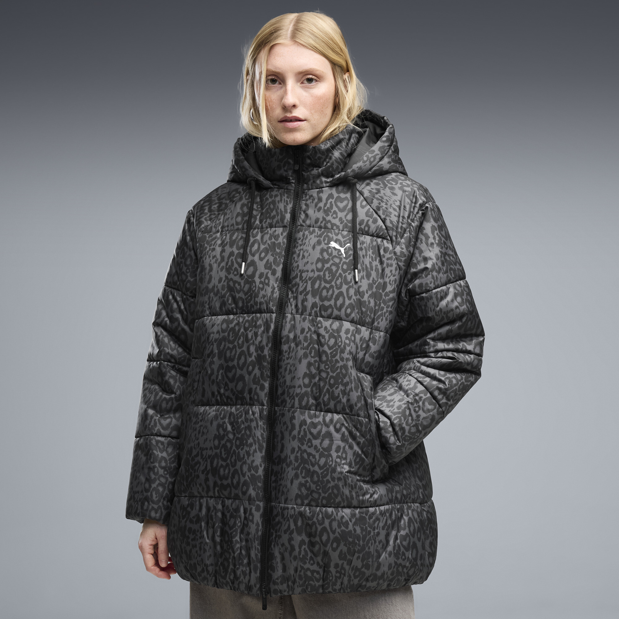 PUMA Style Relaxed Steppjacke Damen, Kleidung, Schwarz, M