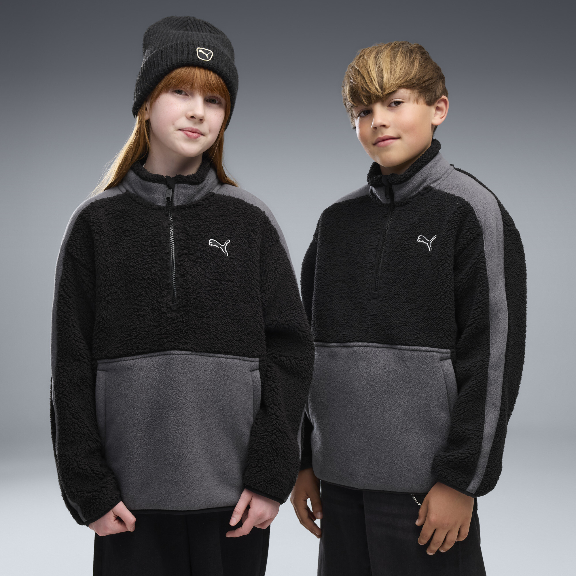 PUMA Elevated Essentials Winterized Big Kids' Half-Zip Hoodie in Black, Size S