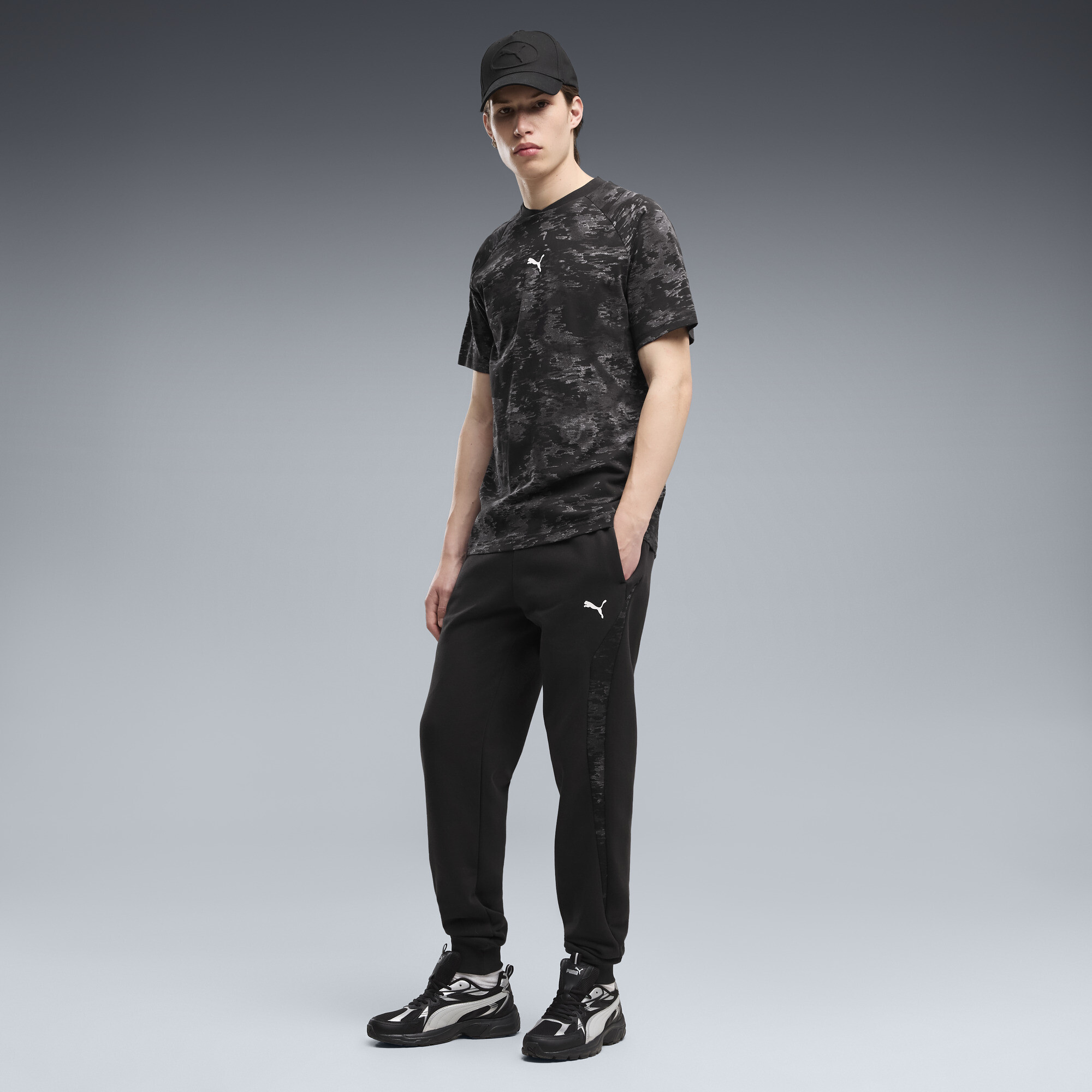 PUMA Sport fleece sweatpants met camouflageprint voor Heren, Zwart, Maat XXL