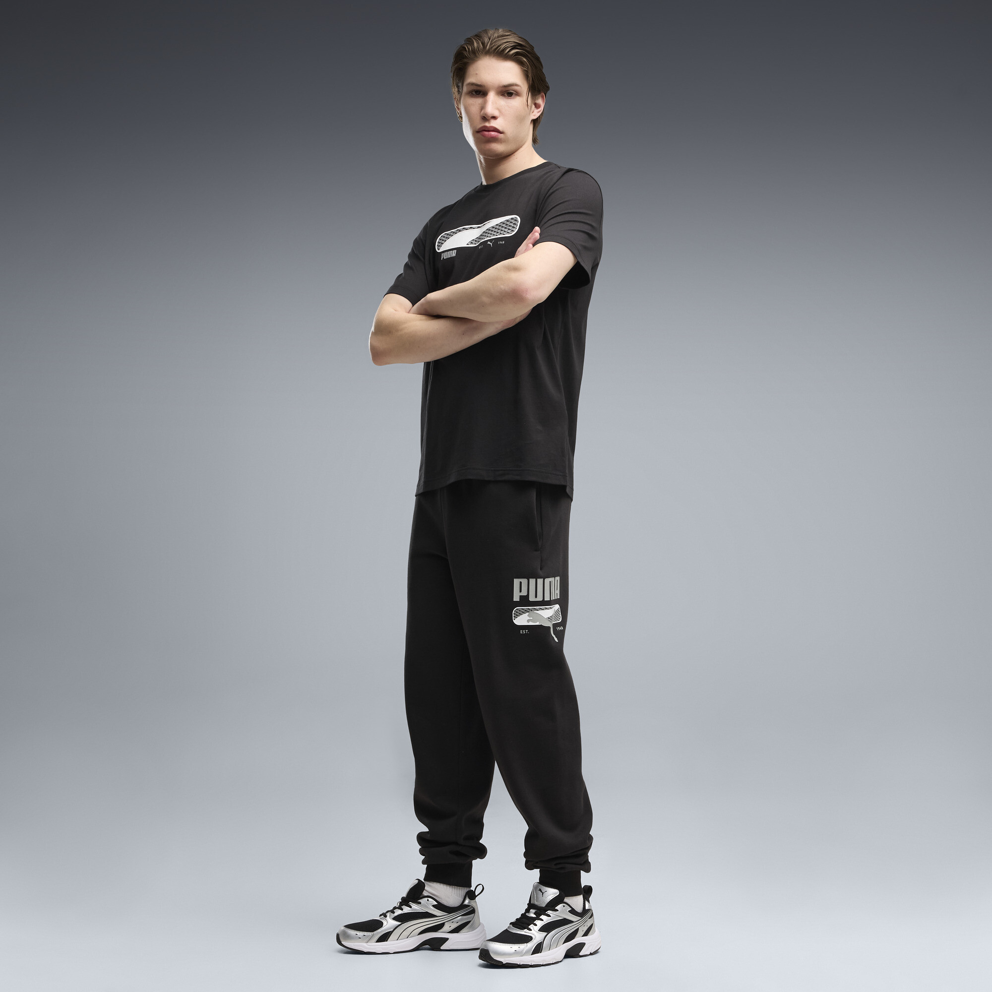 PUMA Sport Logo Play fleece sweatpants voor Heren, Zwart, Maat L