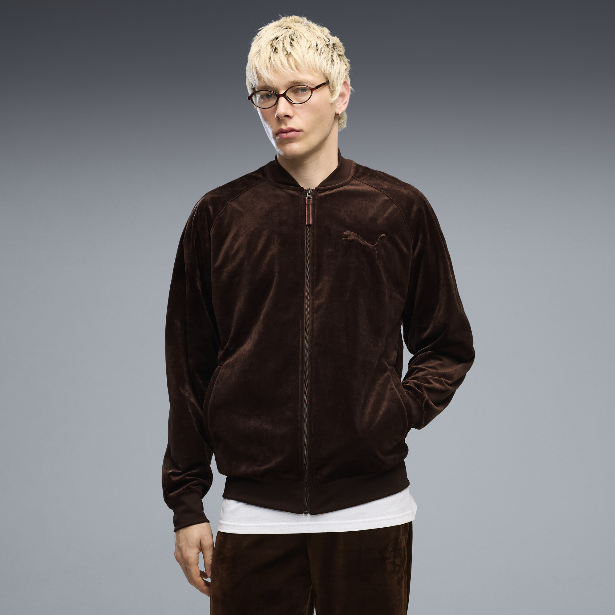 PUMA Veste de survêtement décontractée en velours Essentials Elevated Homme Vêtements
