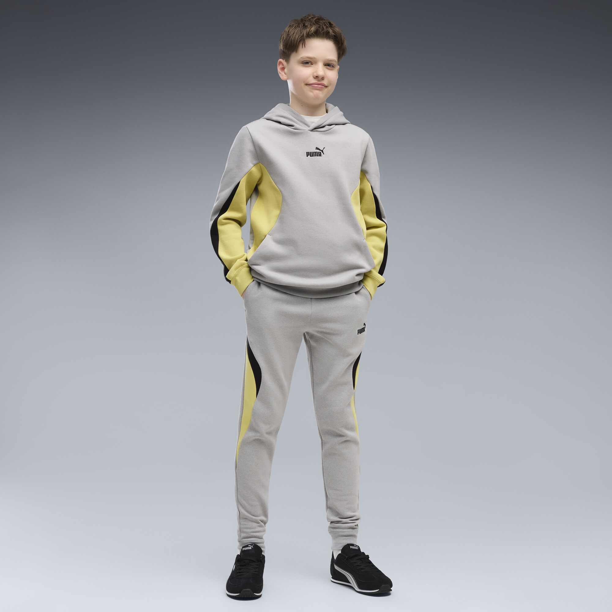PUMA Essentials sweatpant met kleurvlakken voor Heren, Grijs, Maat 7-8Y