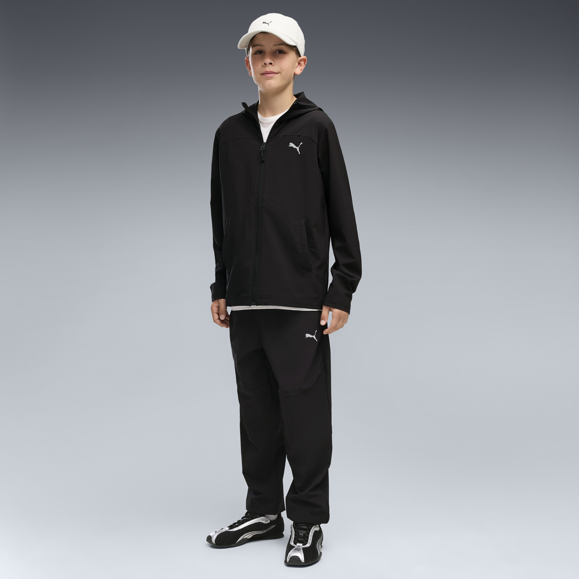 PUMATECH Big Kids' 4-Way Stretch Woven Pants in Black, Size M