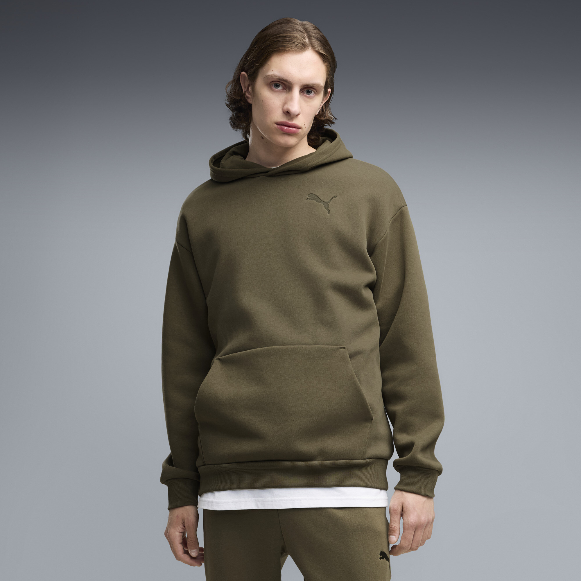 PUMA Elevated Essentials Men's Hoodie in Green, Size L