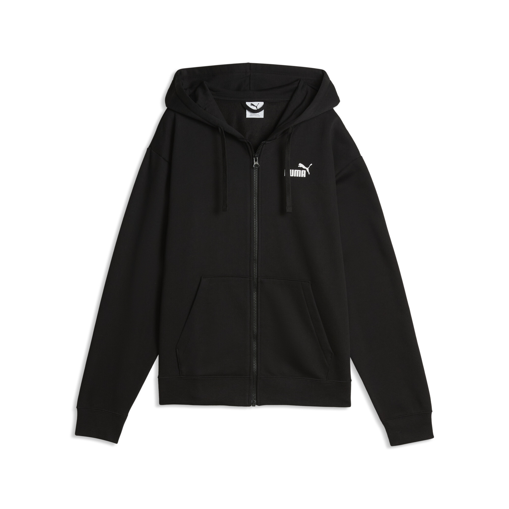 PUMA Damska rozpinana bluza z kapturem Essentials z logo No. 1, Odzież, Czarny, M