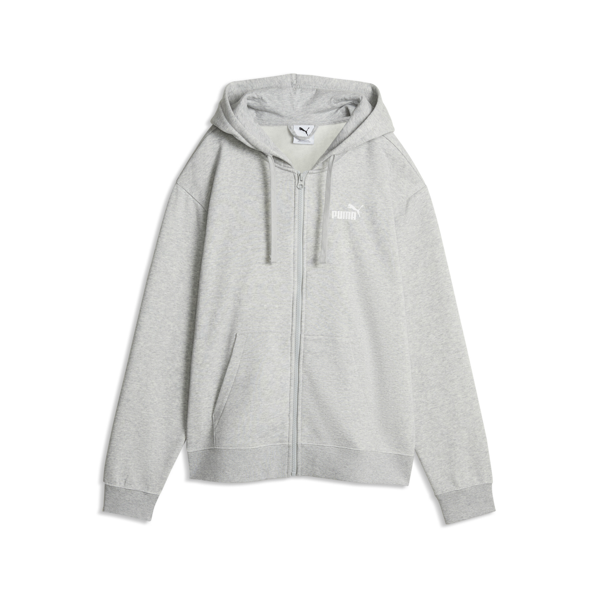 PUMA Essentials Women's Fleece Zip-Up Hoodie in Grey, Size L